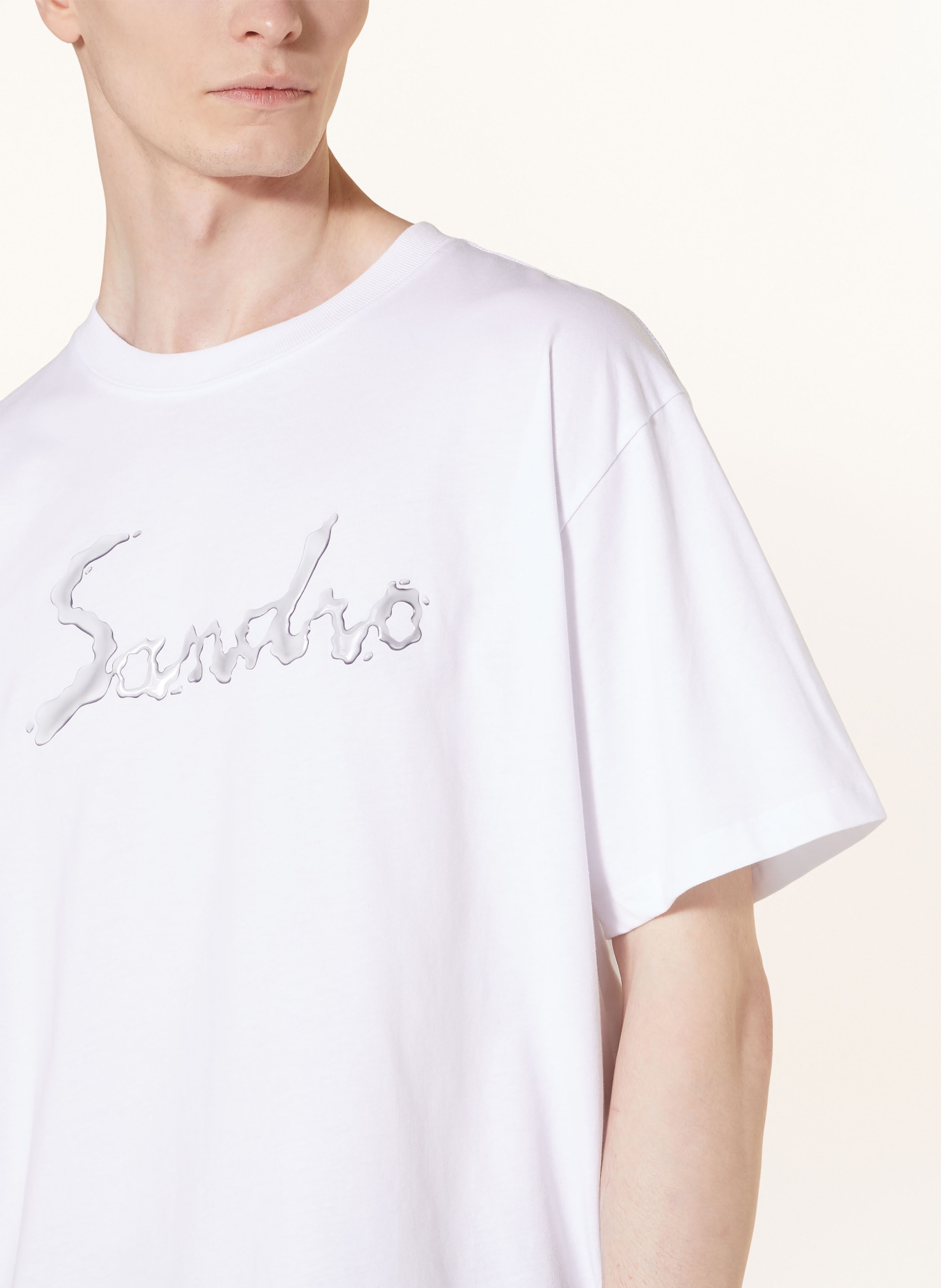 SANDRO T-Shirt, Farbe: WEISS/ HELLGRAU (Bild 4)