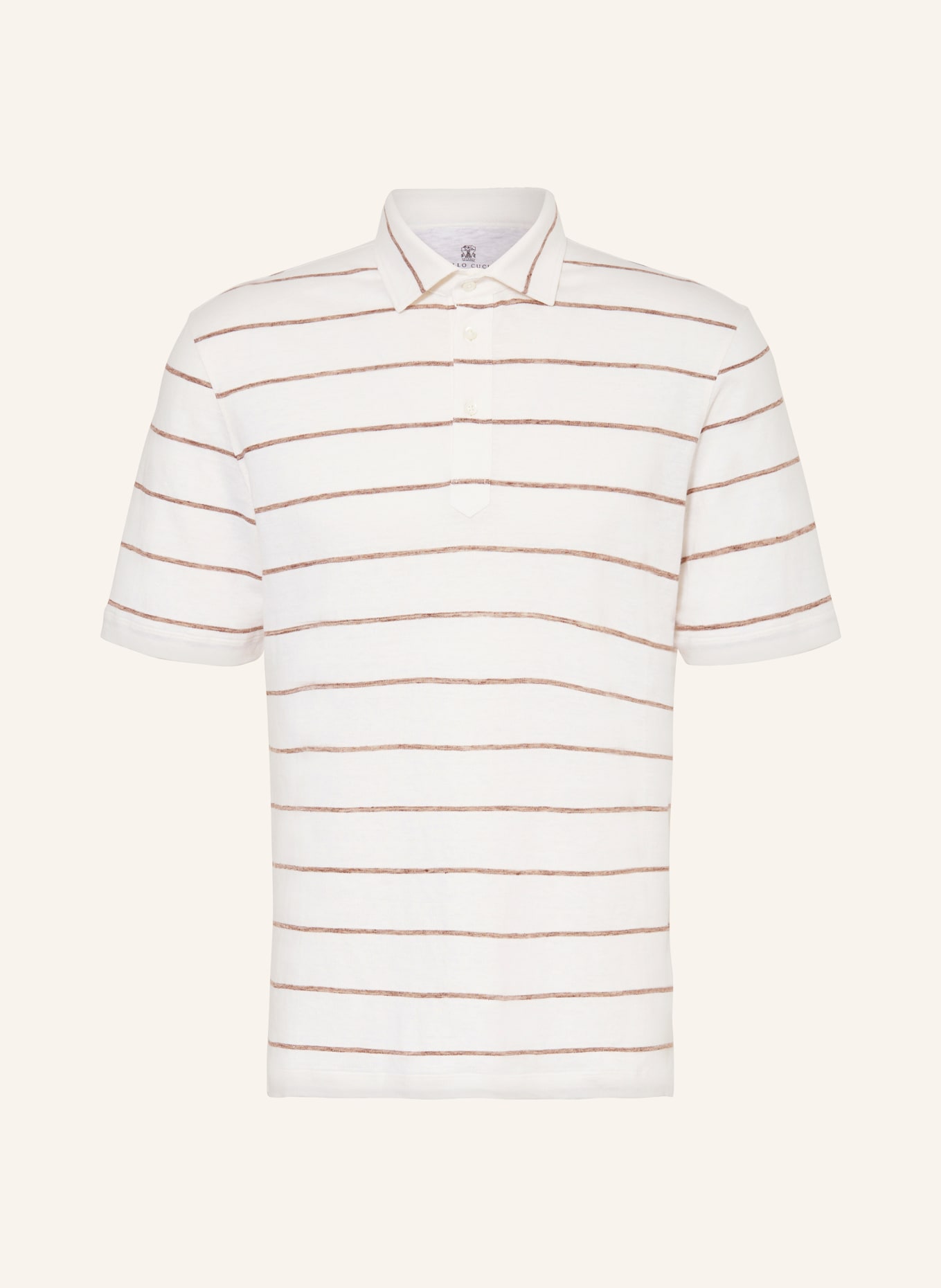 BRUNELLO CUCINELLI Jersey polo shirt made of linen, Color: ECRU/ BROWN (Image 1)