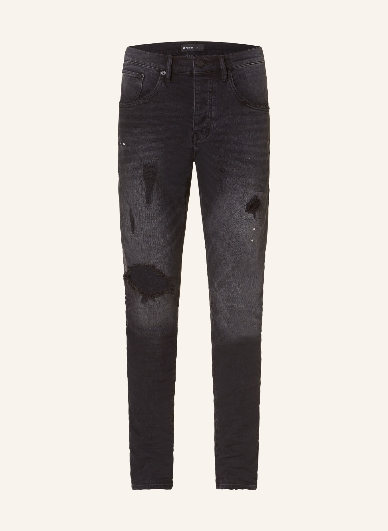 PURPLE BRAND Destroyed Jeans P002 Slim Fit, Farbe: SCHWARZ (Bild 1)