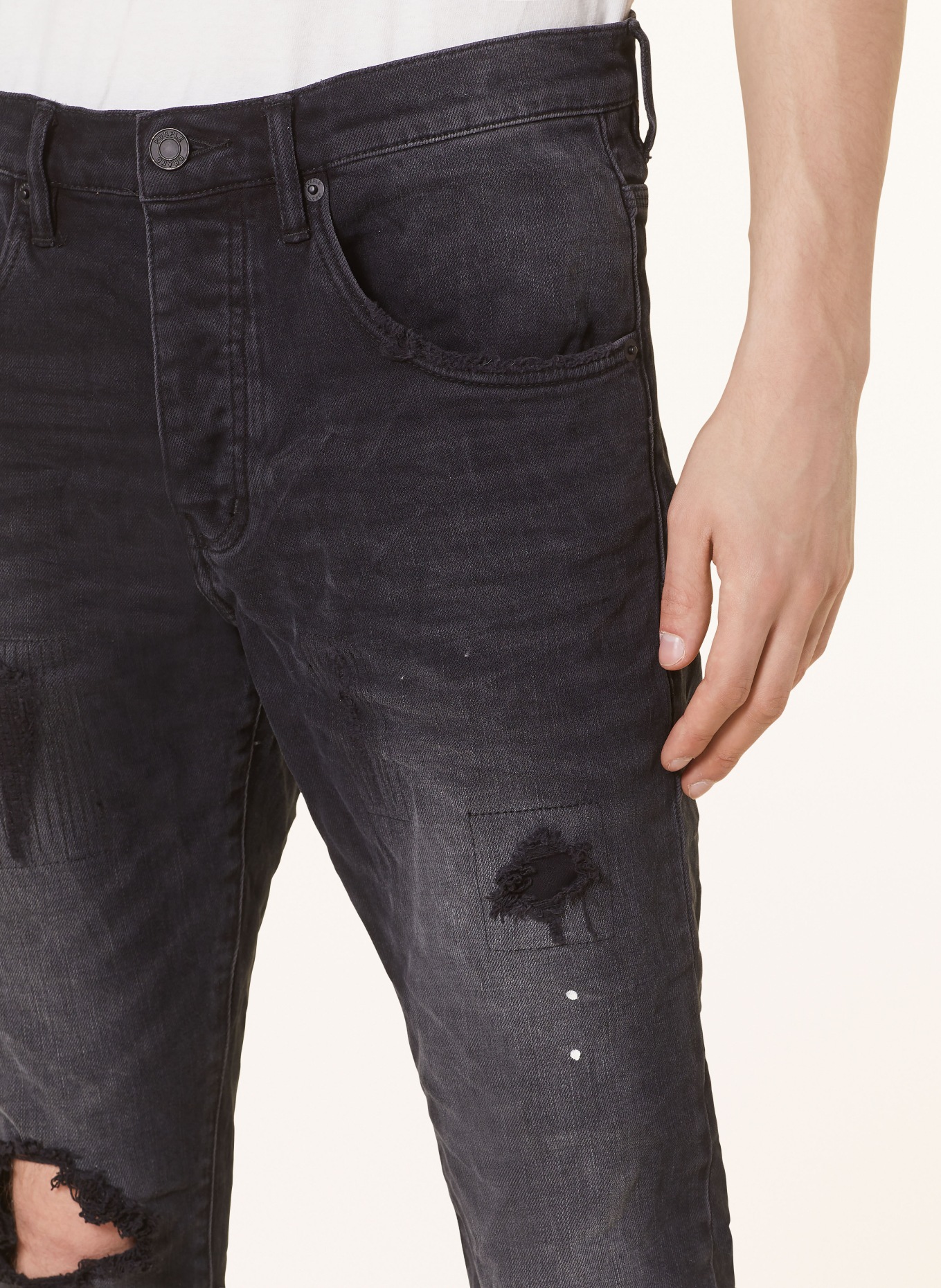PURPLE BRAND Destroyed jeans P002 slim fit, Color: BLACK (Image 5)