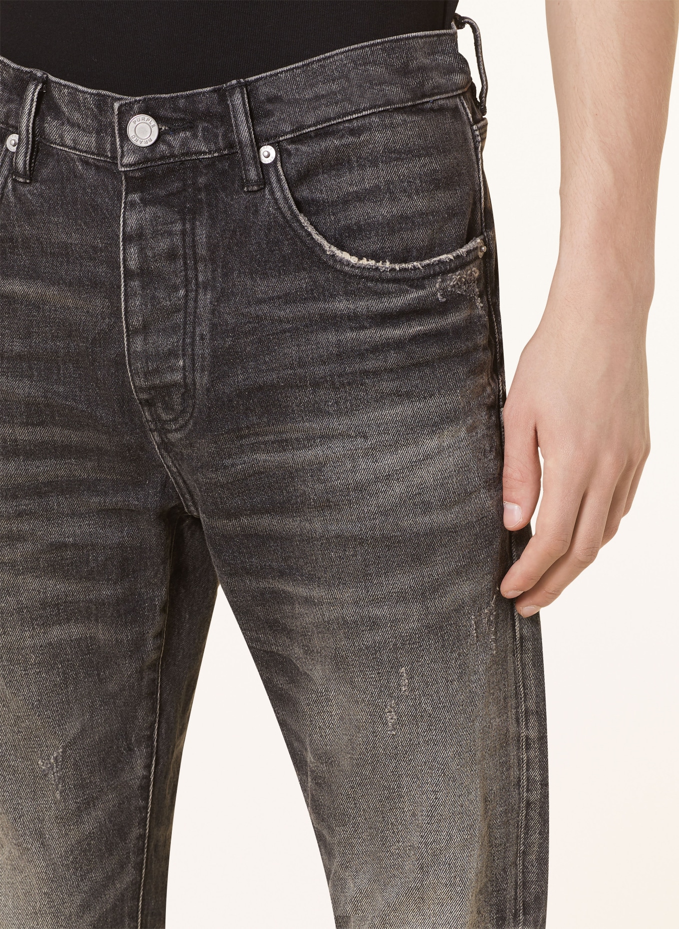 PURPLE BRAND Destroyed Jeans P001 Skinny Fit, Farbe: SCHWARZ (Bild 5)
