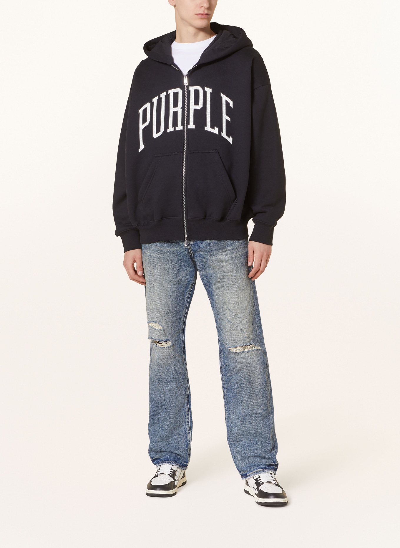 PURPLE BRAND Destroyed jeans P011 straight fit, Color: MID INDIGO (Image 2)