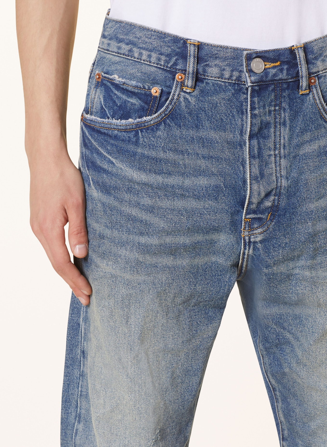 PURPLE BRAND Destroyed Jeans P011 Straight Fit, Farbe: MID INDIGO (Bild 5)