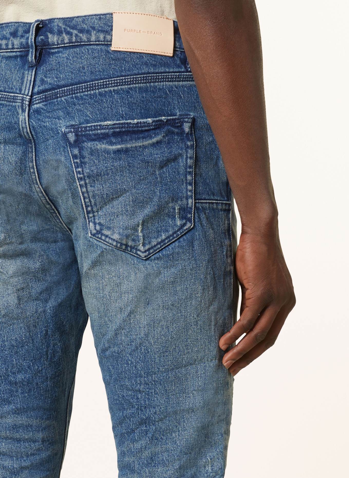 PURPLE BRAND Jeansy w stylu destroyed skinny fit, Kolor: MID INDIGO (Obrazek 6)