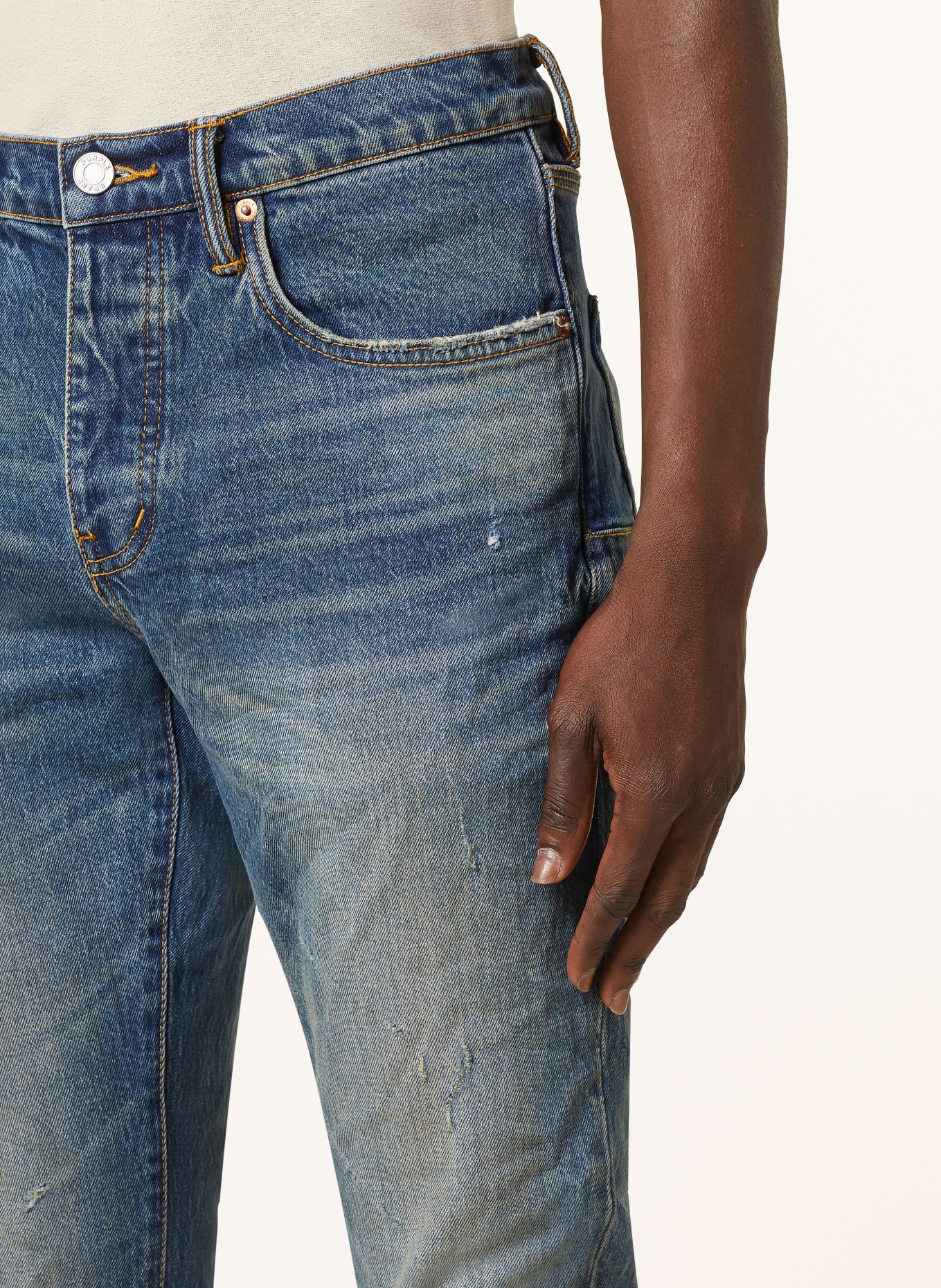 PURPLE BRAND Jeansy w stylu destroyed skinny fit, Kolor: DK INDIGO (Obrazek 5)