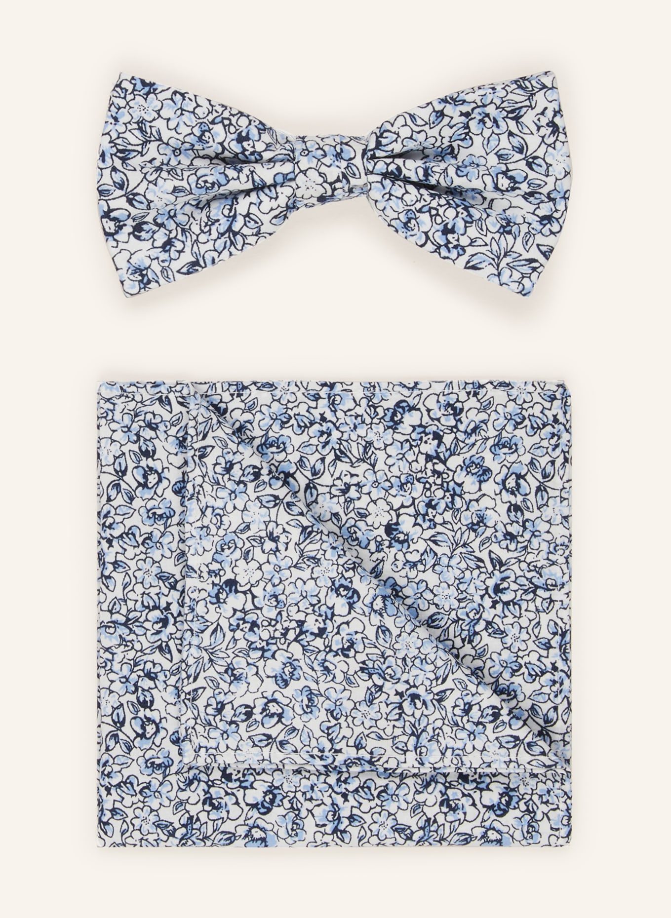 Prince BOWTIE Set: Bow tie and pocket square, Color: LIGHT BLUE/ WHITE/ DARK BLUE (Image 1)