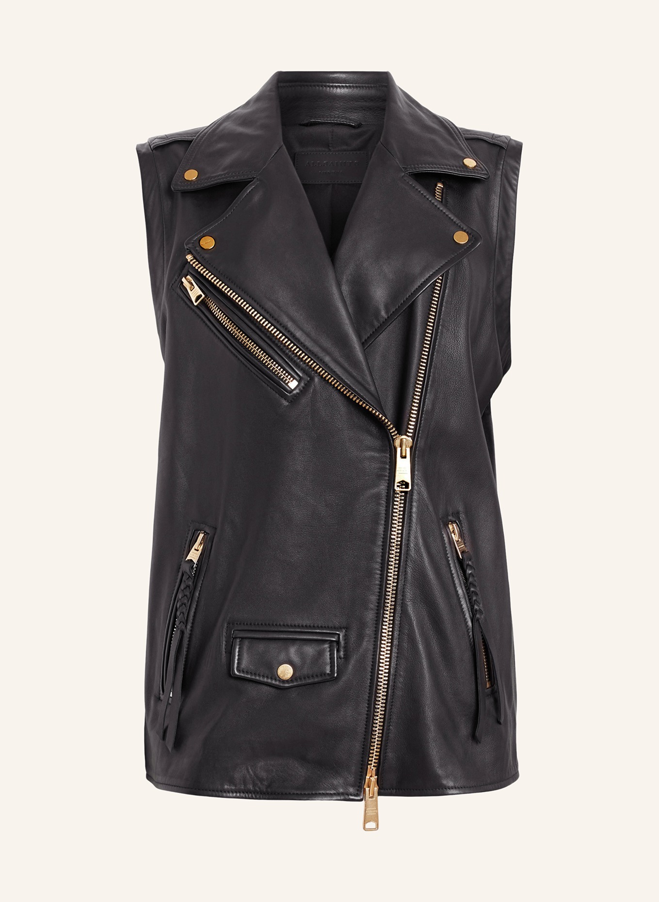 ALLSAINTS Leather vest BILLIE, Color: BLACK (Image 1)
