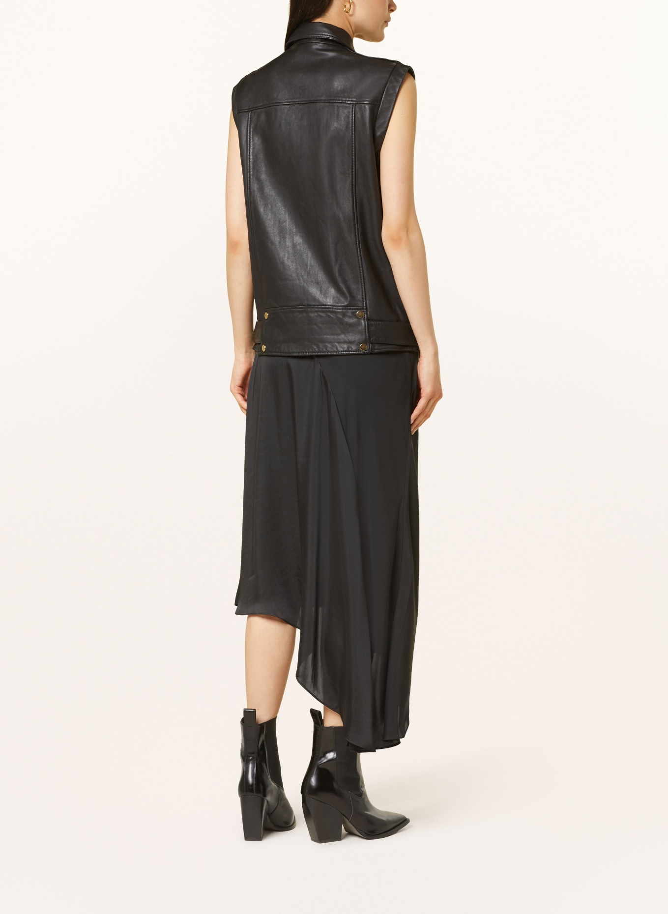 ALLSAINTS Leather vest BILLIE, Color: BLACK (Image 3)