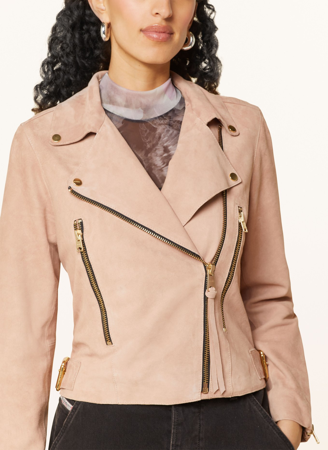ALLSAINTS Leather jacket BEALE, Color: ROSE GOLD (Image 4)