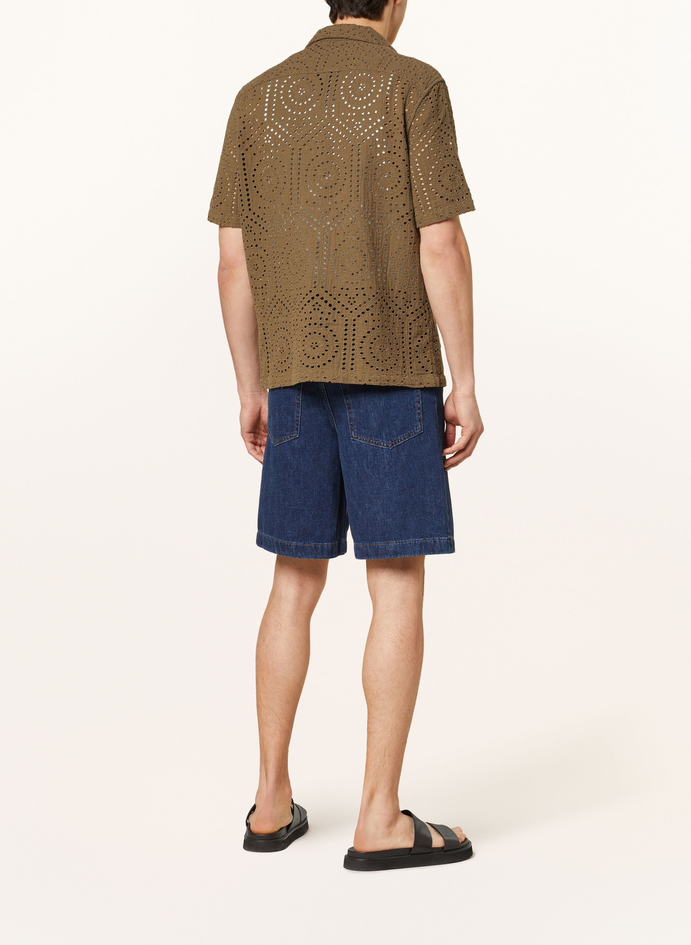 ALLSAINTS Resort shirt PUEBLO relaxed fit with lace, Color: KHAKI (Image 3)