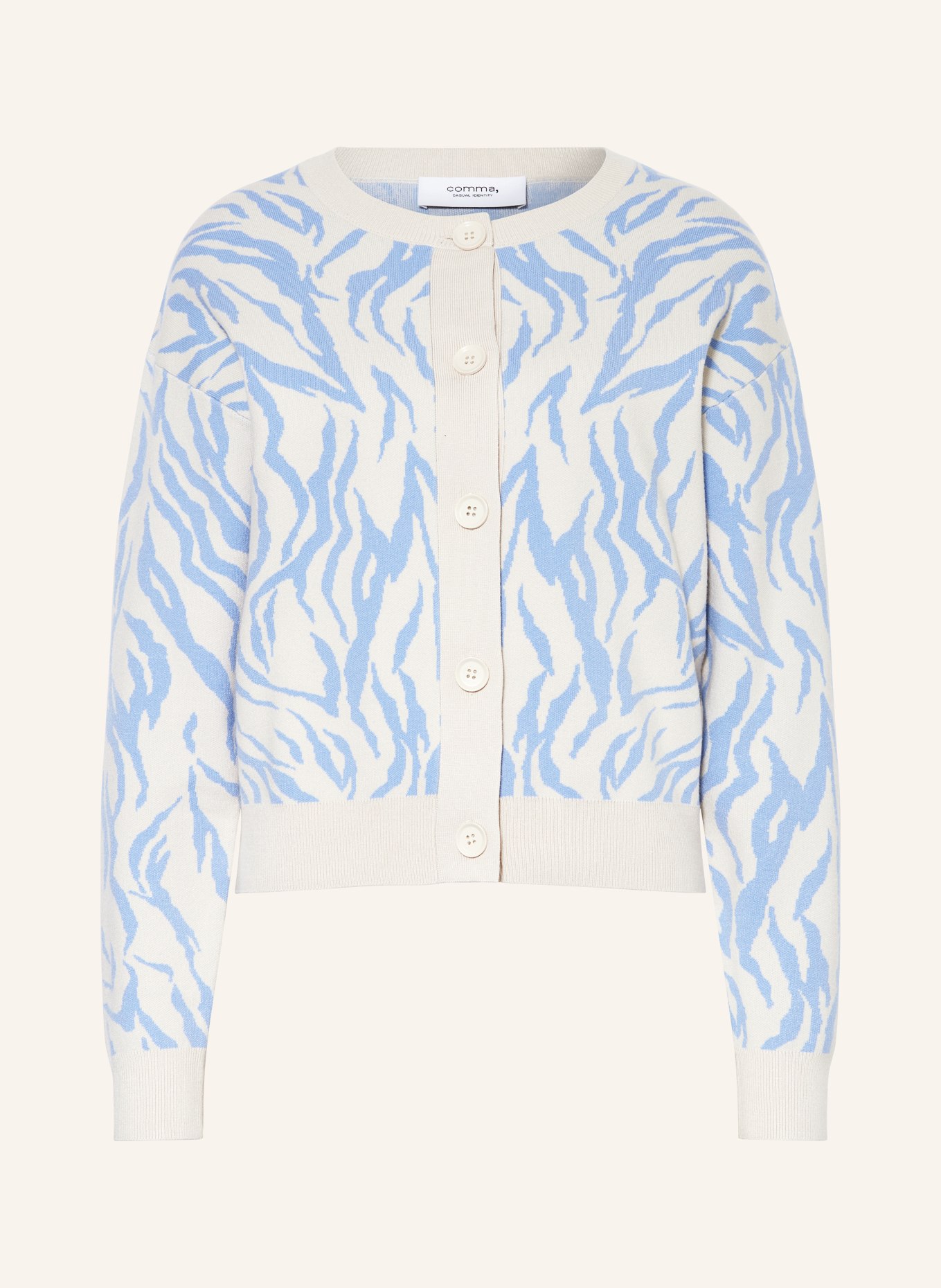 comma casual identity Strickjacke, Farbe: CREME/ HELLBLAU (Bild 1)
