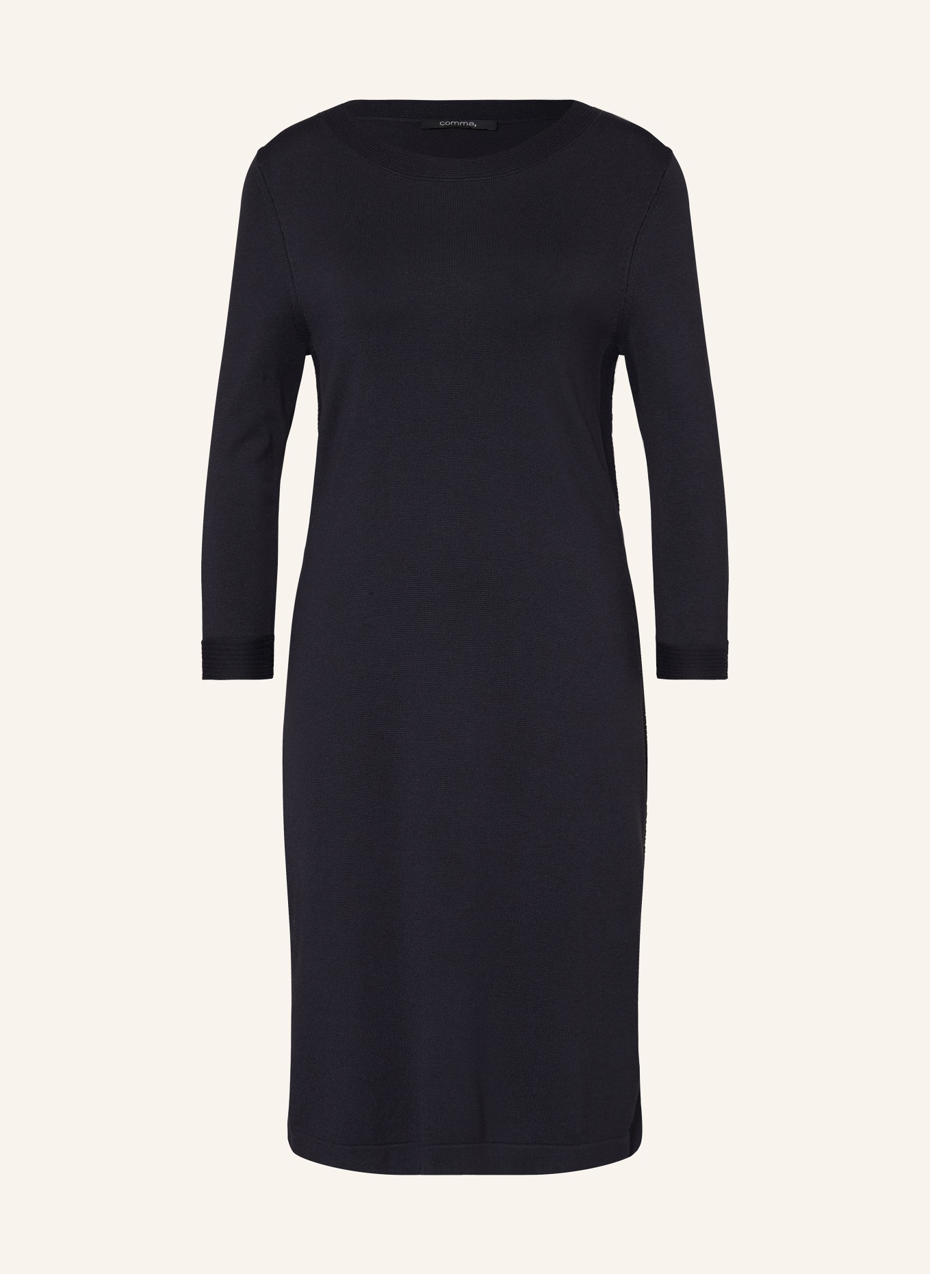 comma Strickkleid mit 3/4-Arm: DUNKELBLAU