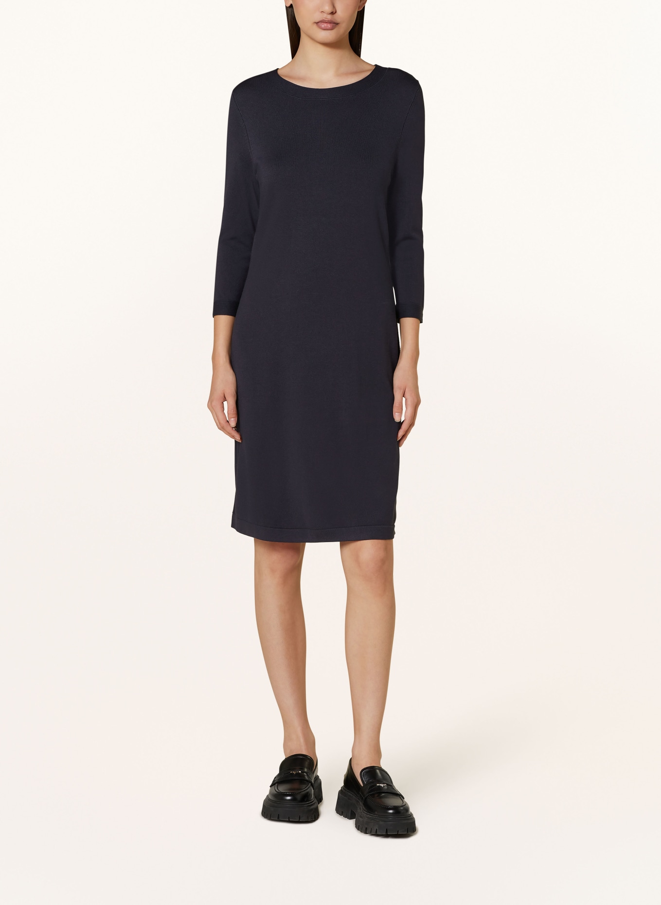 comma Strickkleid mit 3/4-Arm: DUNKELBLAU