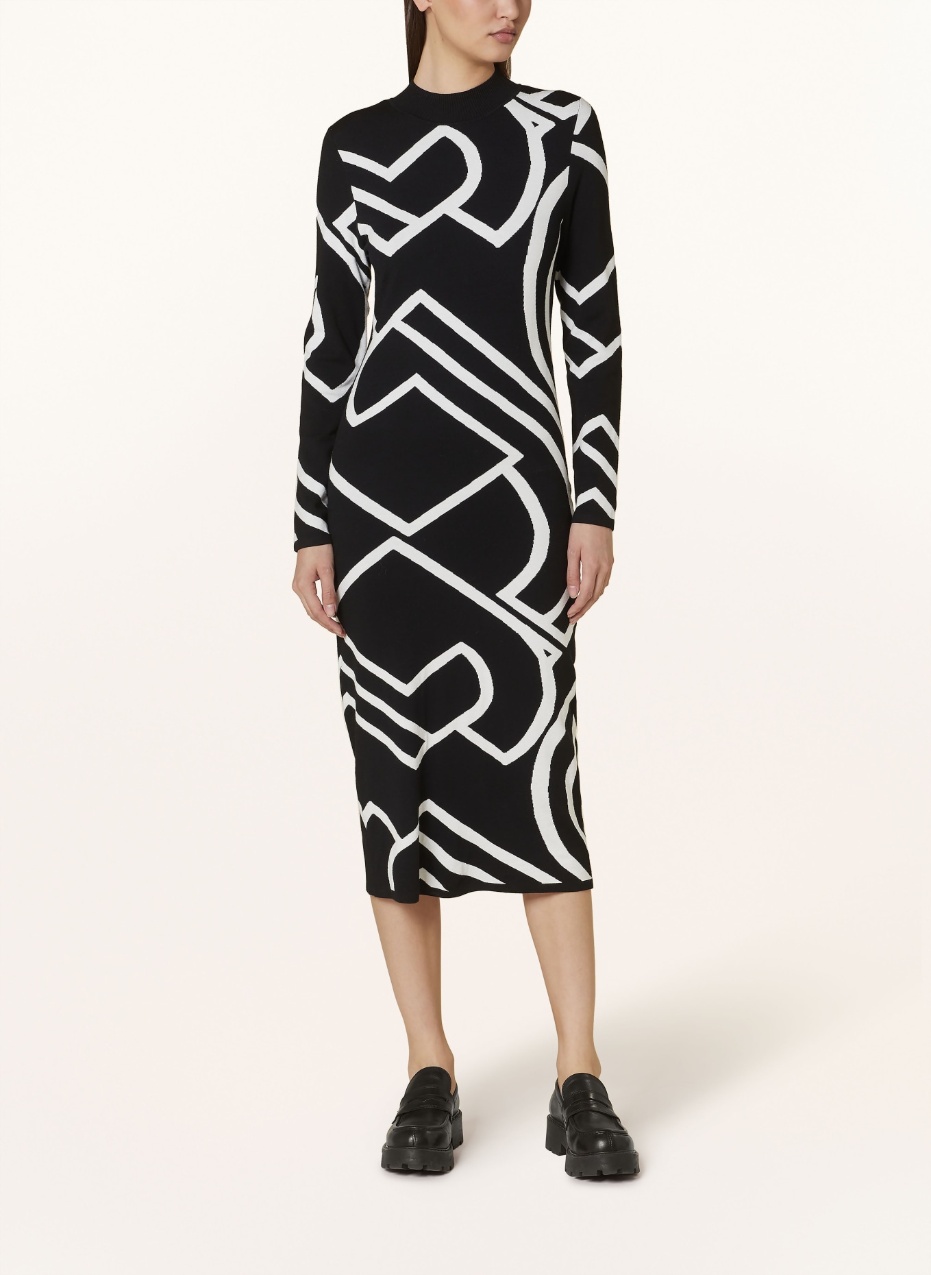 comma Strickkleid: SCHWARZ/ WEISS