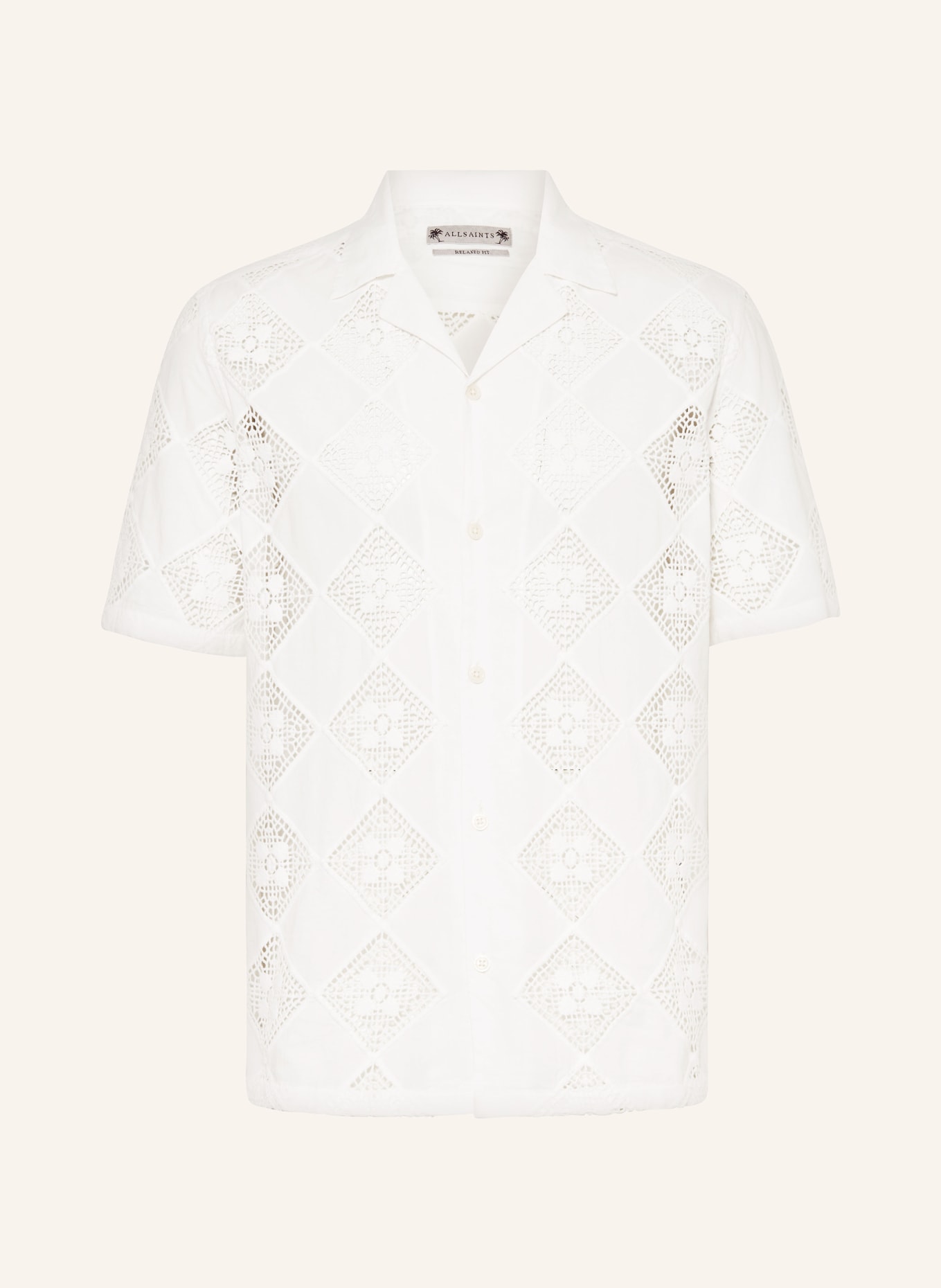ALLSAINTS Resort shirt VISTA relaxed fit with lace, Color: ECRU (Image 1)