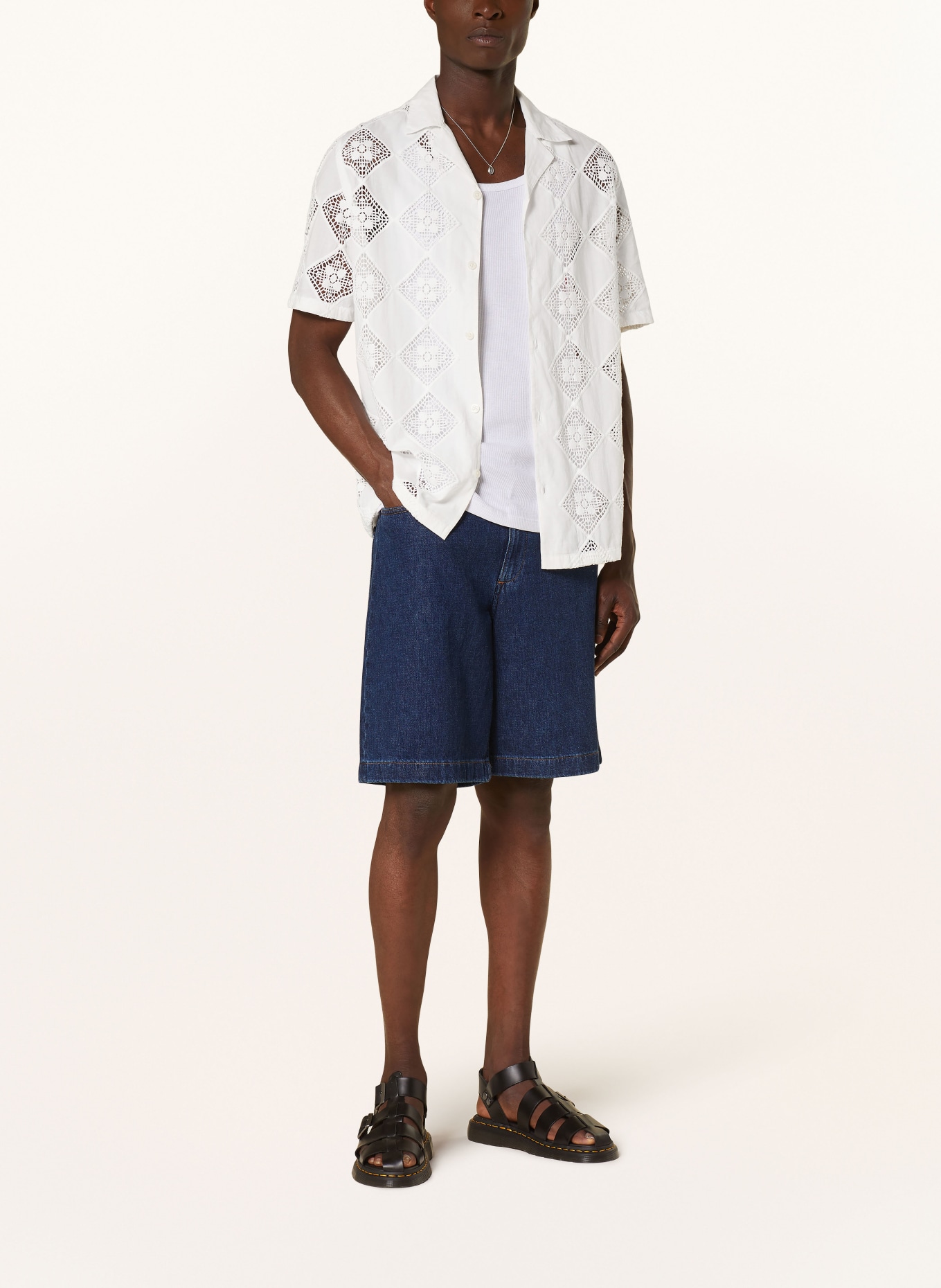 ALLSAINTS Resort shirt VISTA relaxed fit with lace, Color: ECRU (Image 2)
