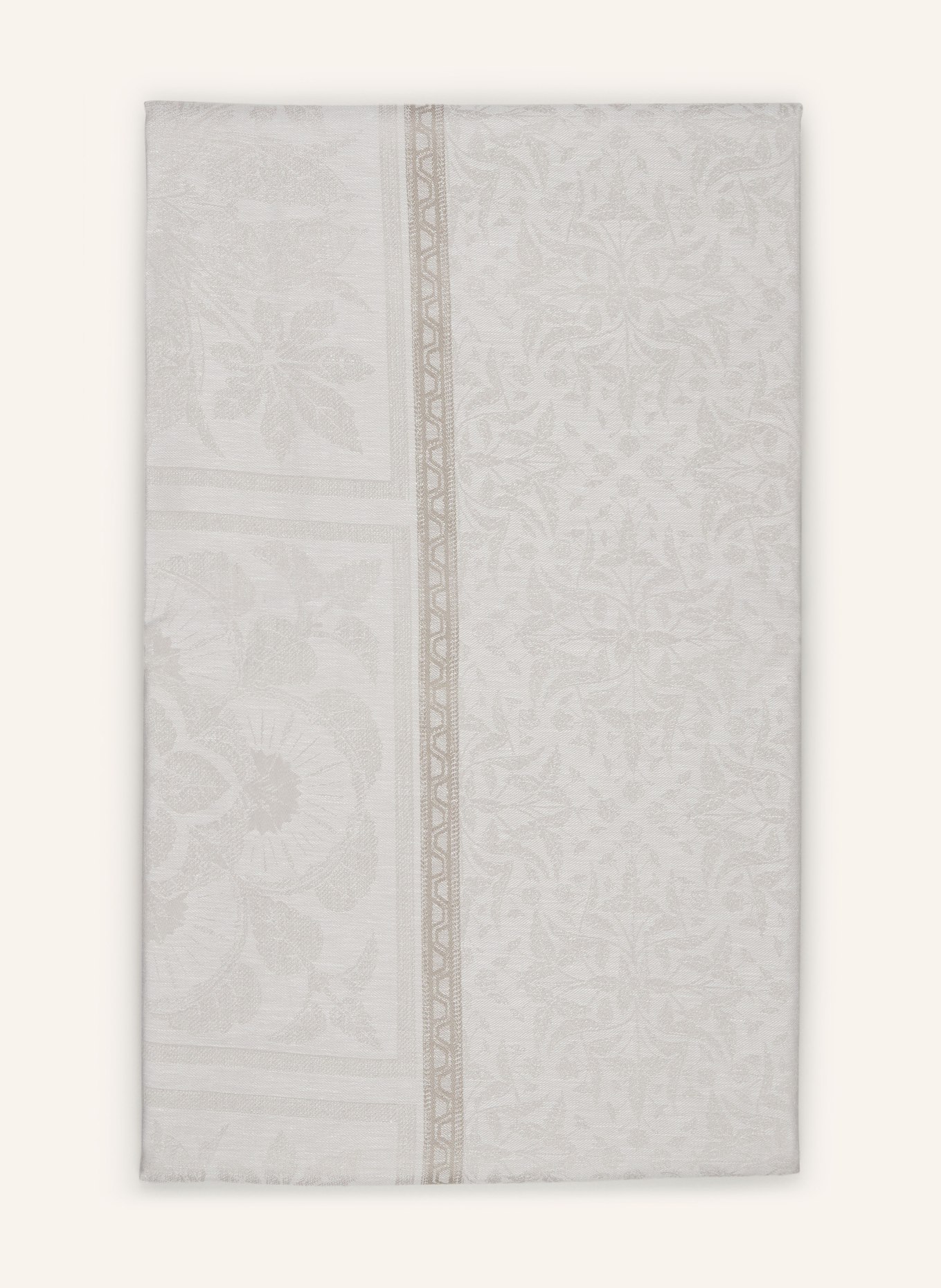 GARNIER-THIEBAUT Table cloth HARMONIE made of linen, Color: WHITE/ TAUPE (Image 1)