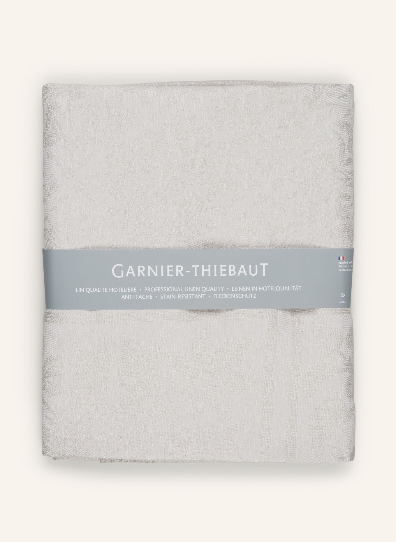 GARNIER-THIEBAUT Table cloth HARMONIE made of linen, Color: WHITE/ TAUPE (Image 2)