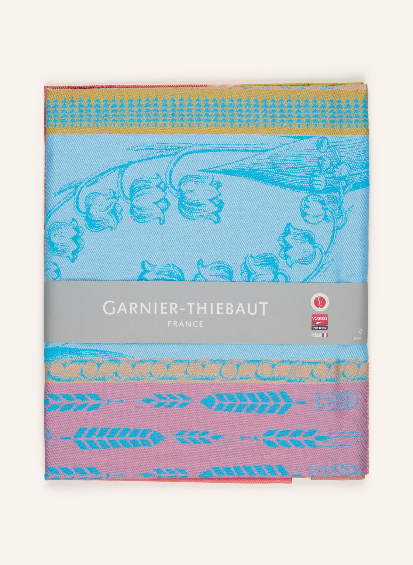 GARNIER-THIEBAUT Table cloth MILLE PORTE BONHEUR, Color: YELLOW/ TURQUOISE/ PINK (Image 2)