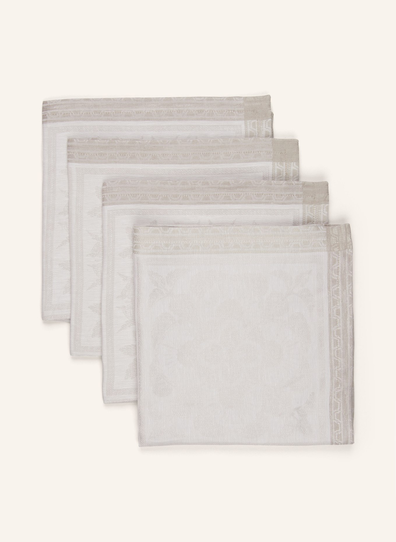 GARNIER-THIEBAUT Set of 4 cloth napkins HARMONIE in linen, Color: TAUPE/ CREAM (Image 1)