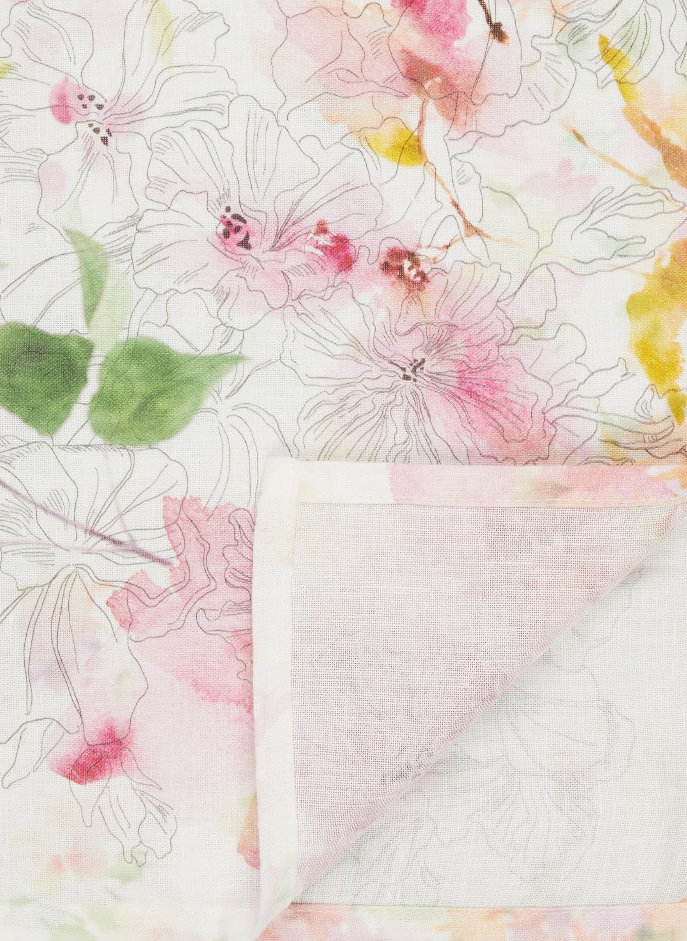 GARNIER-THIEBAUT Set of 2 cloth napkins JARDIN SAUVAGE, Color: CREAM/ PINK/ GREEN (Image 3)