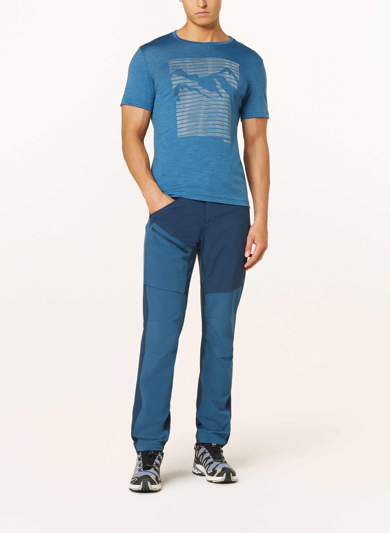 DEVOLD T-shirt HAVTAKA MERINO in merino wool, Color: BLUE/ CREAM (Image 2)