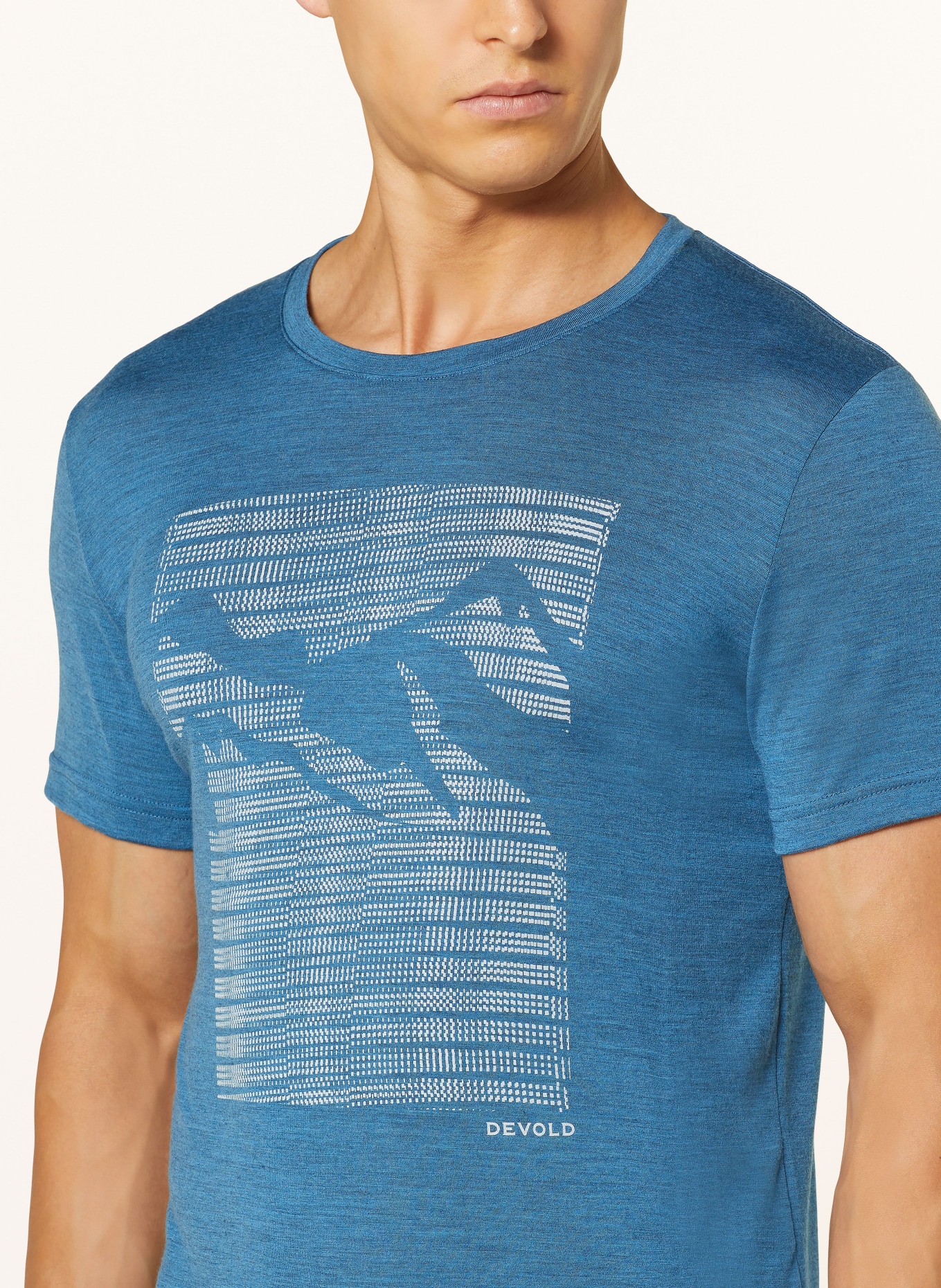 DEVOLD T-shirt HAVTAKA MERINO in merino wool, Color: BLUE/ CREAM (Image 4)