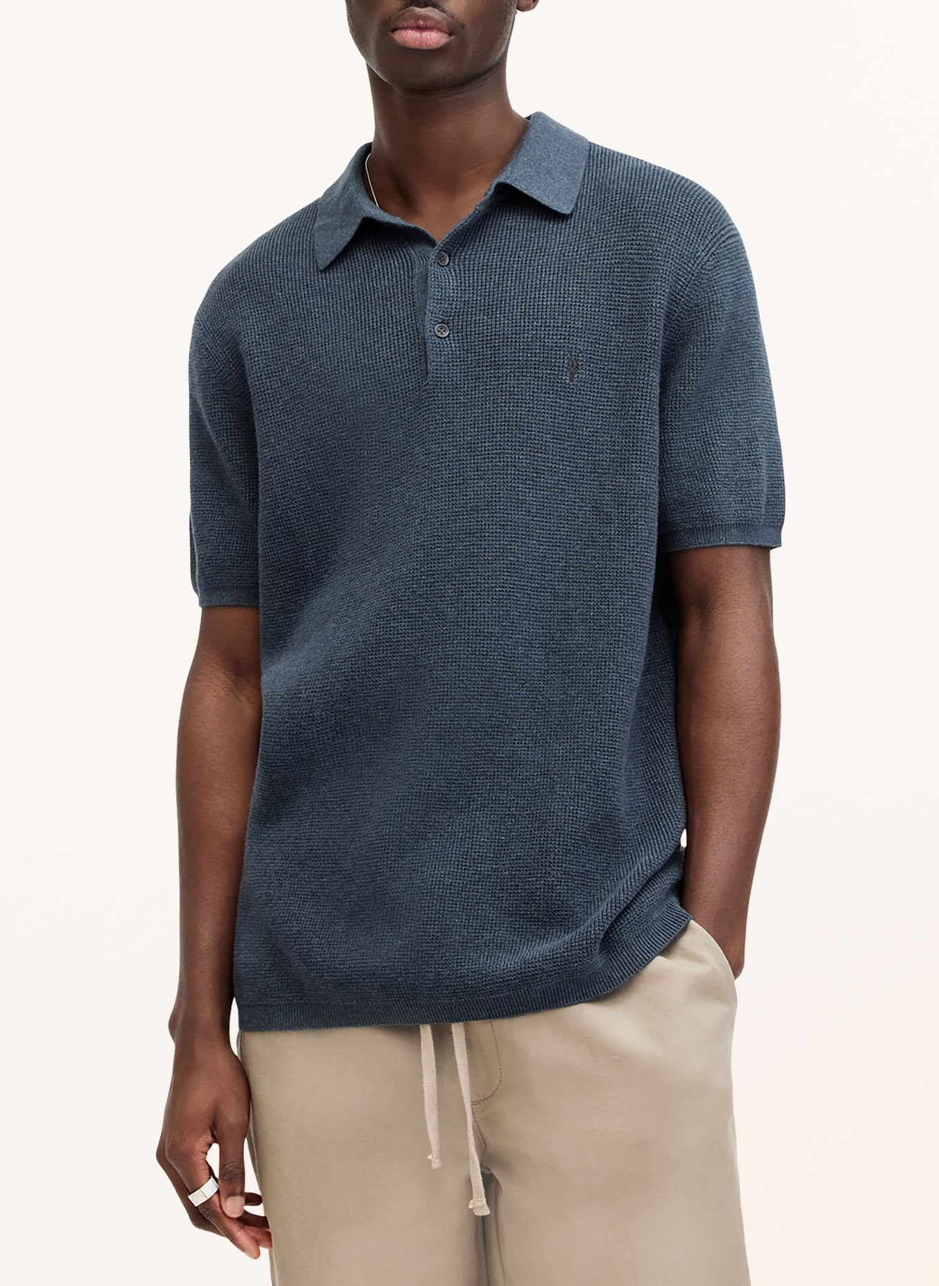 ALLSAINTS Knitted polo shirt ASPEN, Color: DARK BLUE (Image 4)
