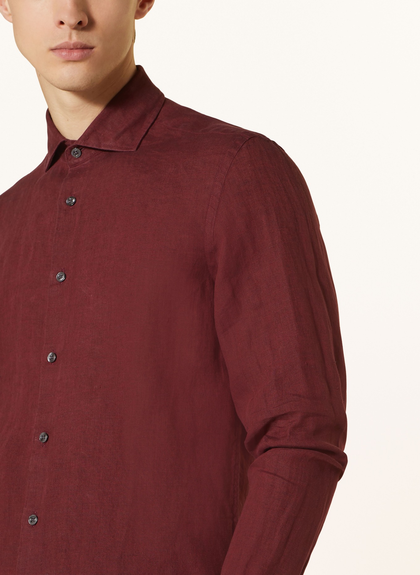 REISS Linen shirt RUBAN Regular Fit, Color: DARK RED (Image 4)