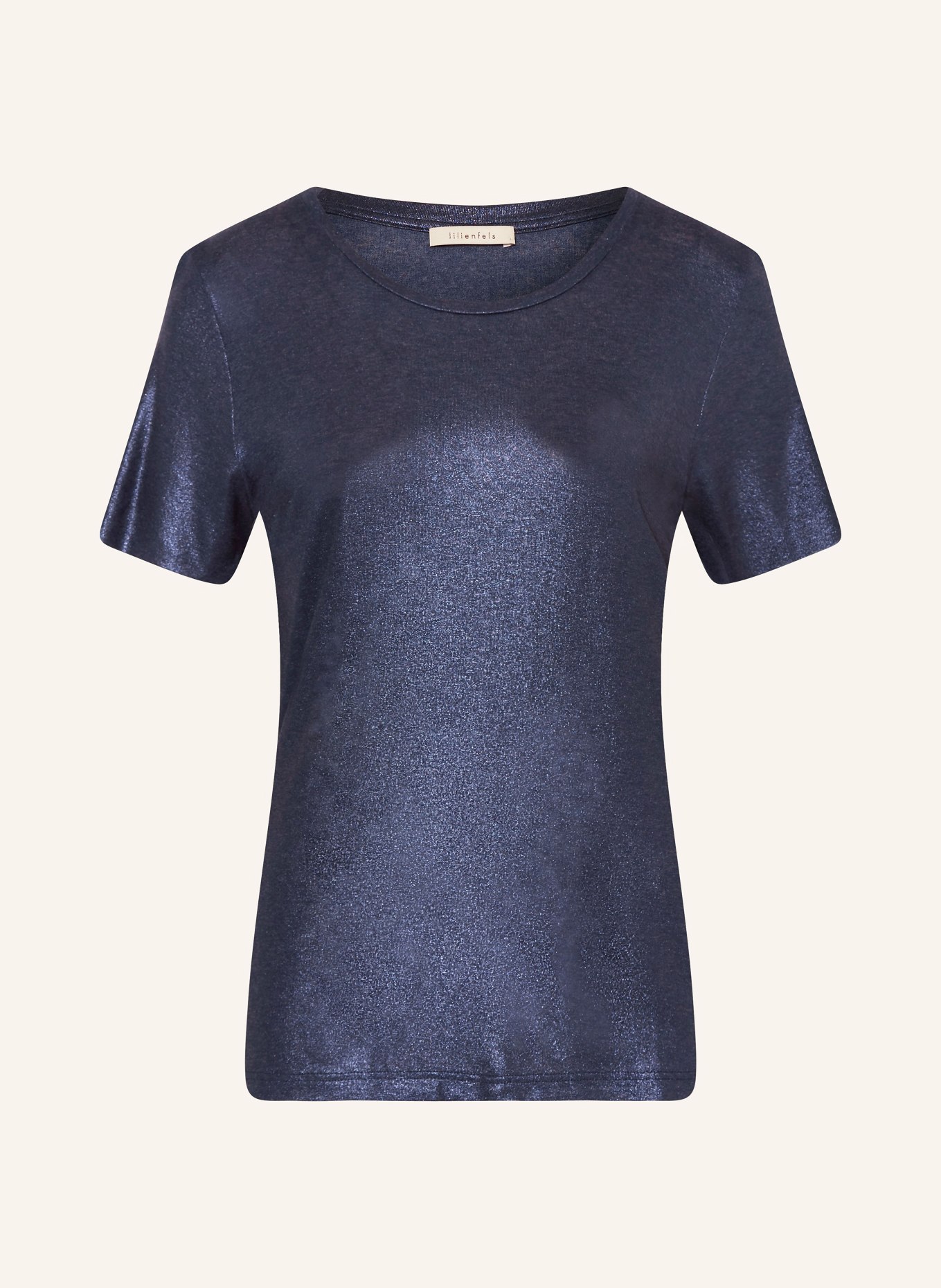 lilienfels T-shirt z błyszczącą przędzą, Kolor: GRANATOWY (Obrazek 1)