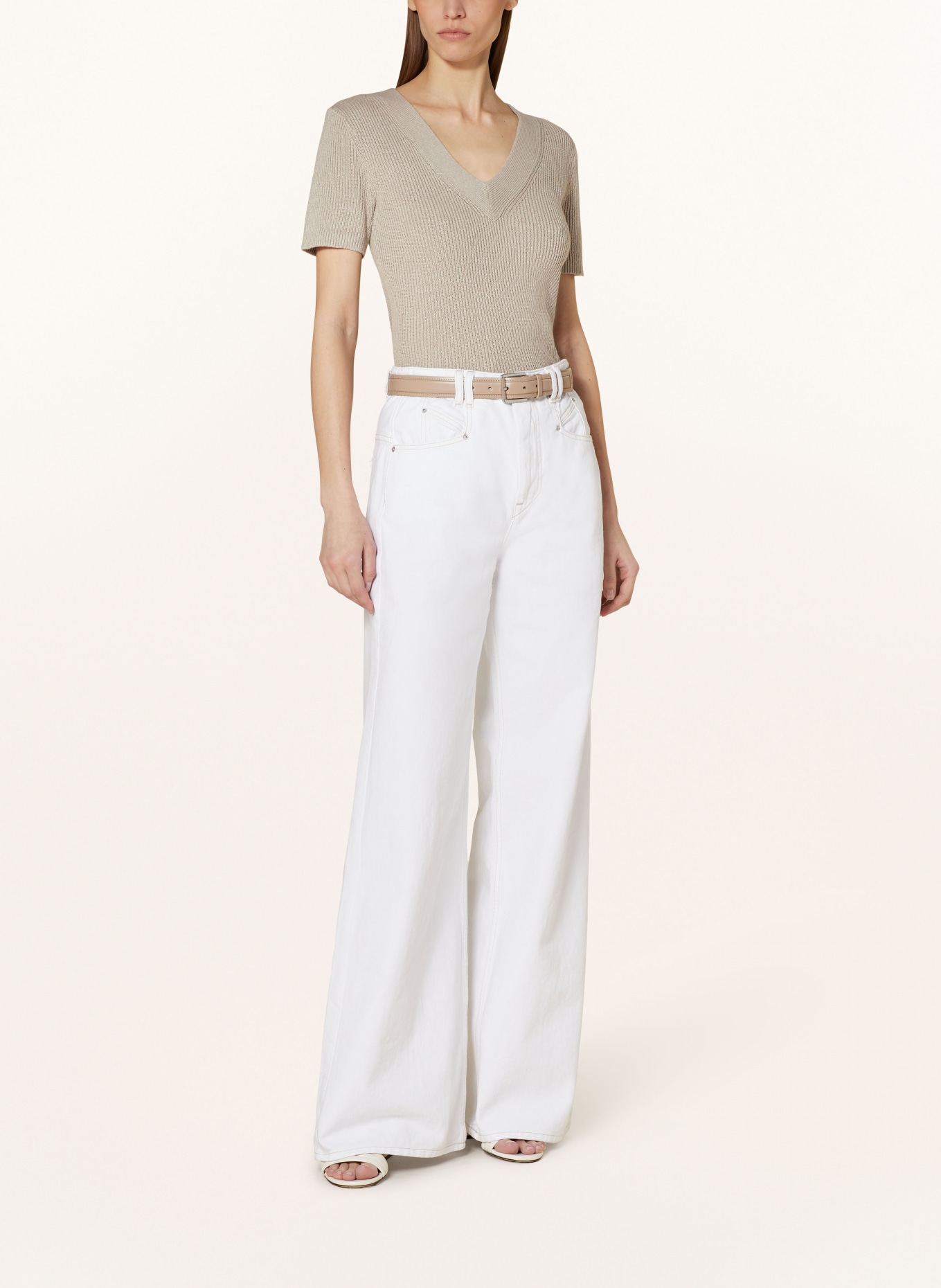 REISS Knit shirt ROSIE with linen, Color: LIGHT BROWN (Image 2)