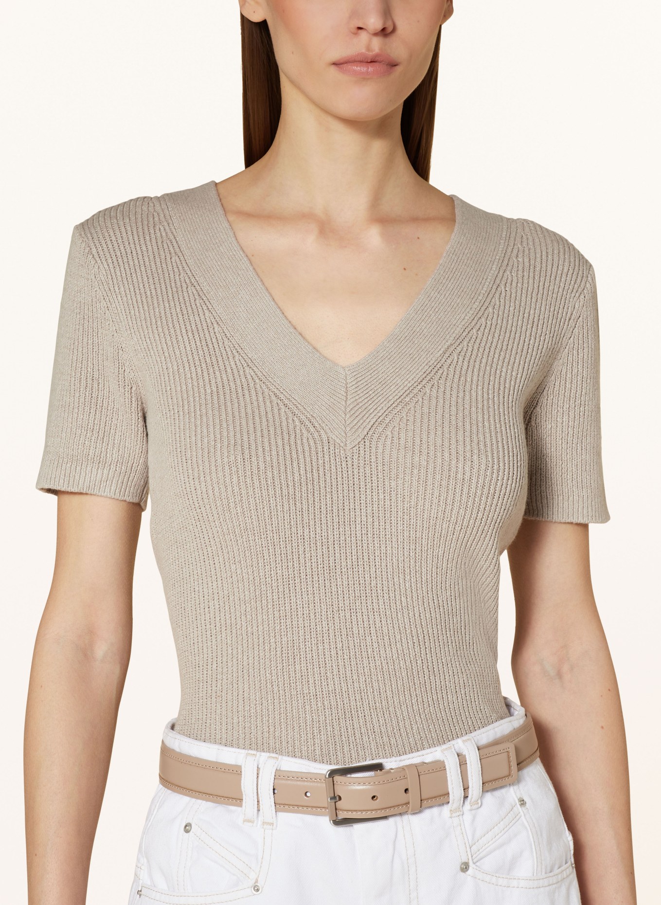 REISS Knit shirt ROSIE with linen, Color: LIGHT BROWN (Image 4)