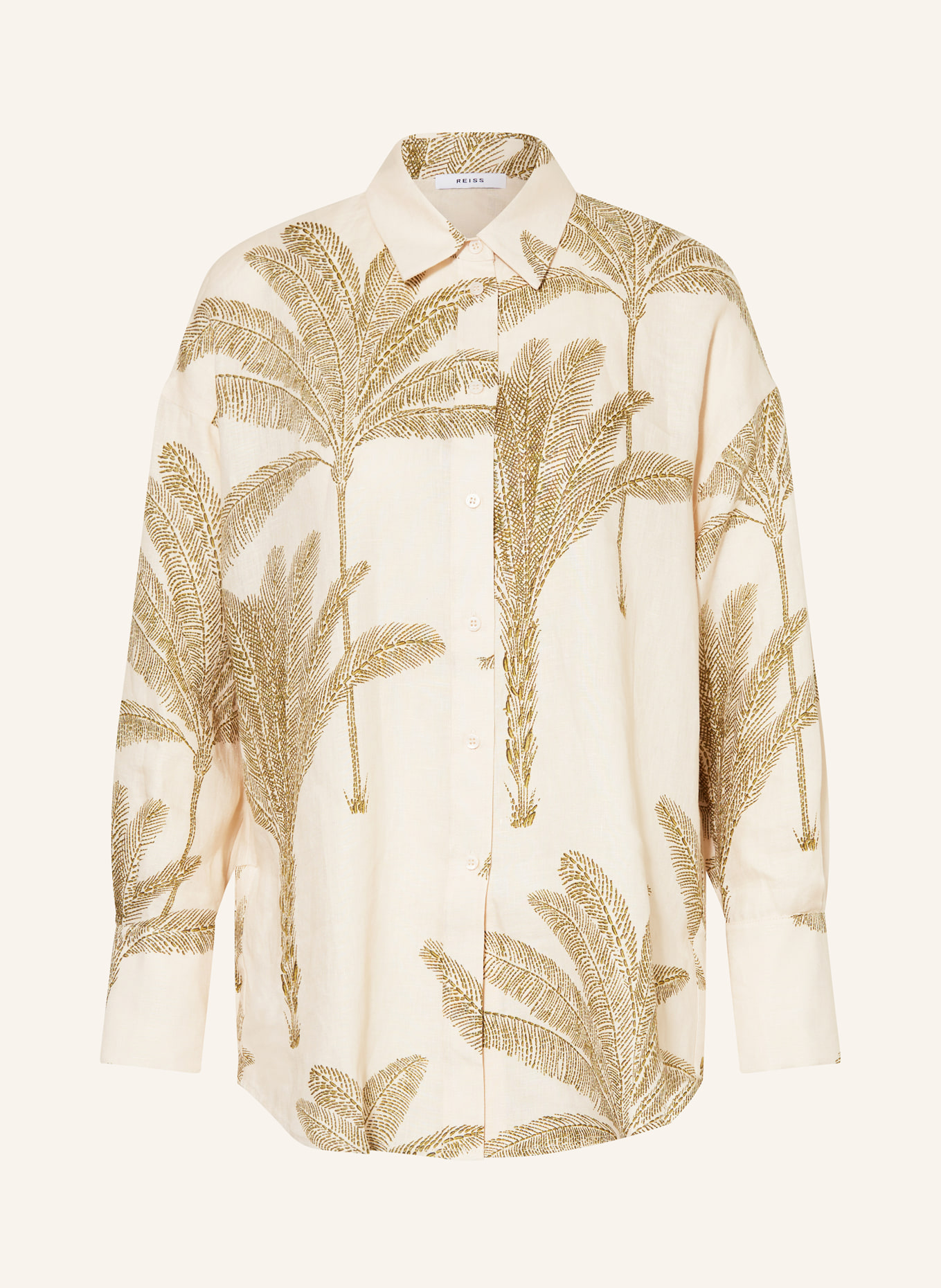 REISS Shirt blouse OSKIA made of linen, Color: CREAM/ GREEN (Image 1)