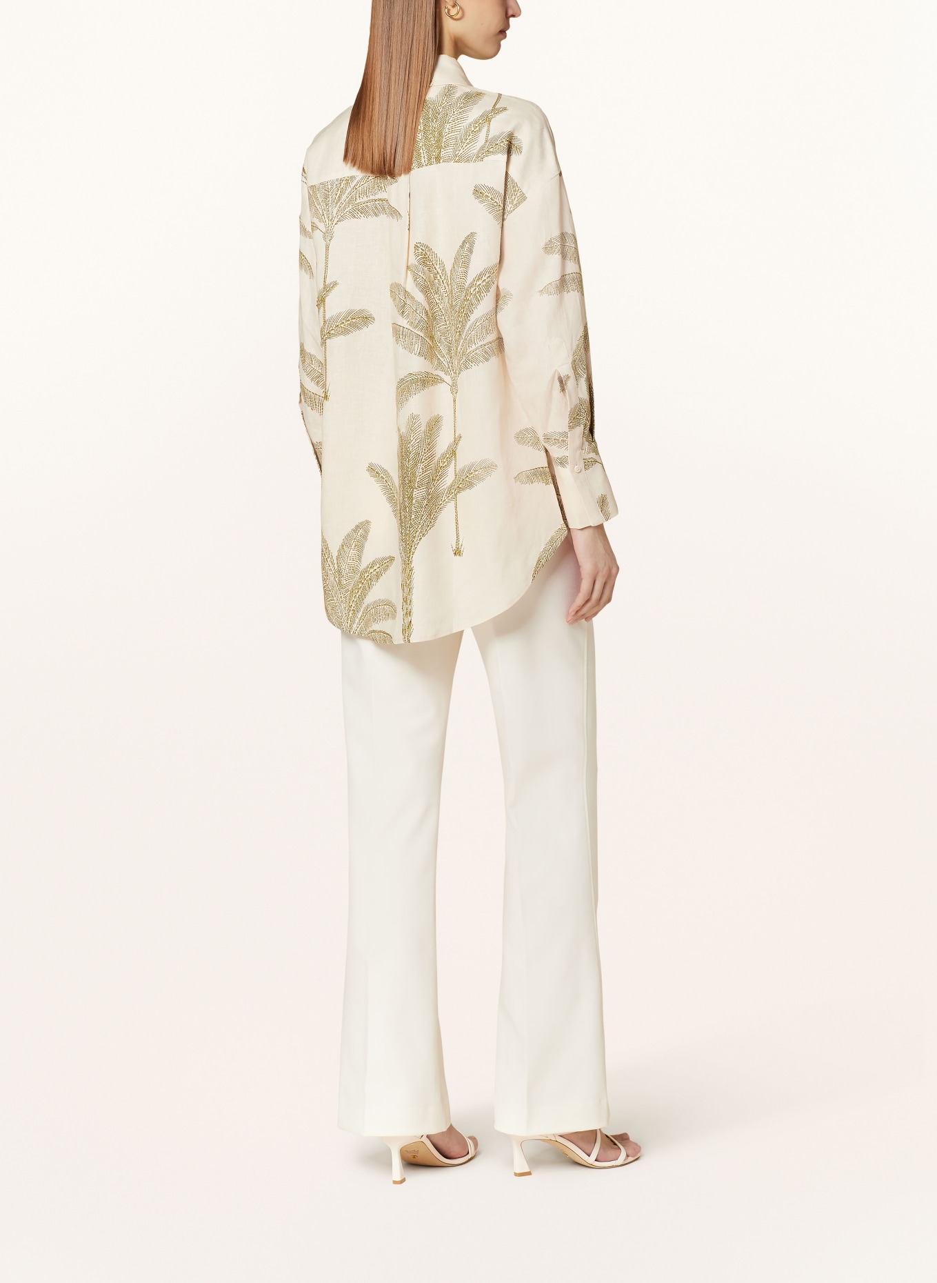 REISS Shirt blouse OSKIA made of linen, Color: CREAM/ GREEN (Image 3)