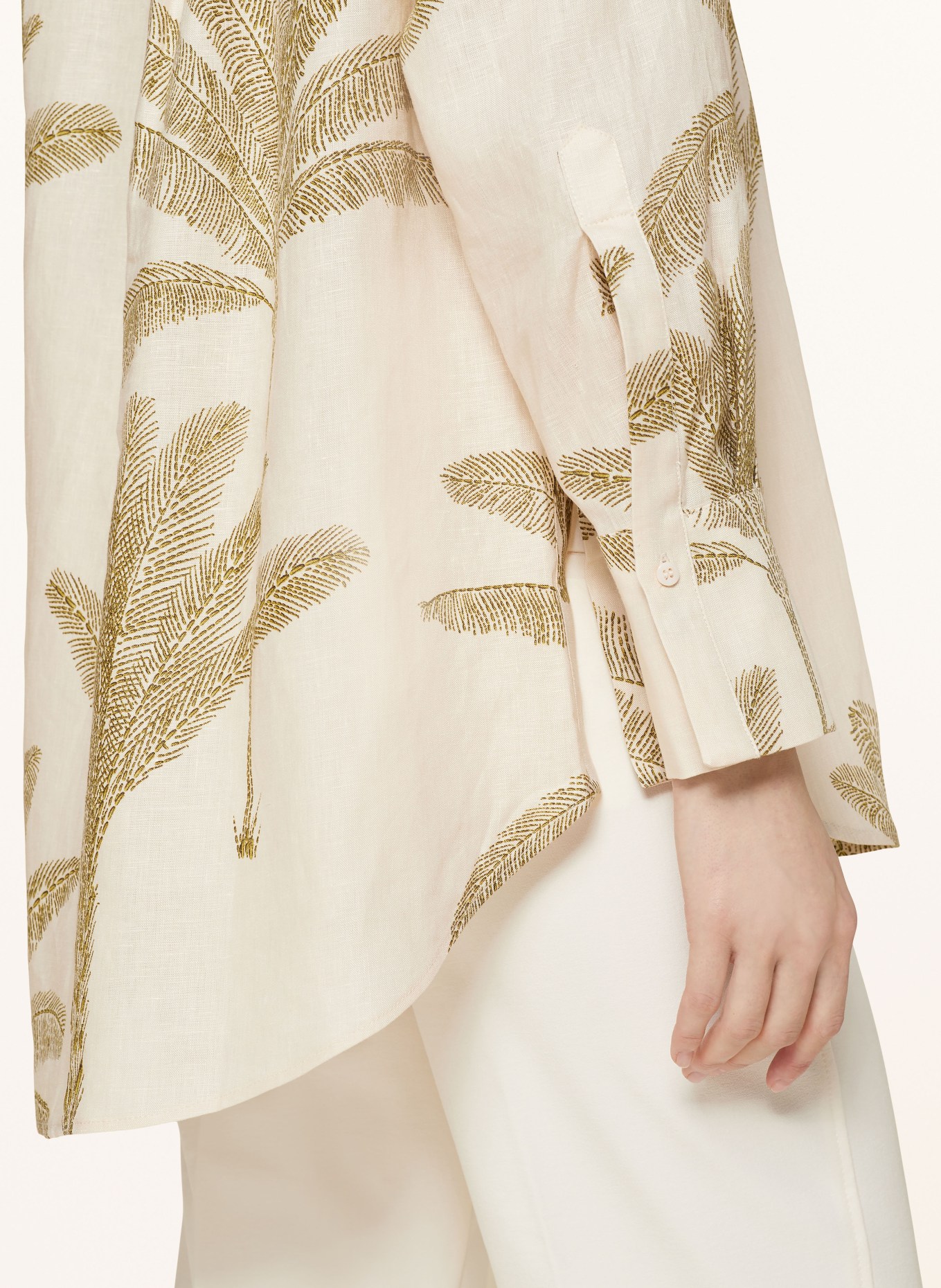REISS Shirt blouse OSKIA made of linen, Color: CREAM/ GREEN (Image 4)