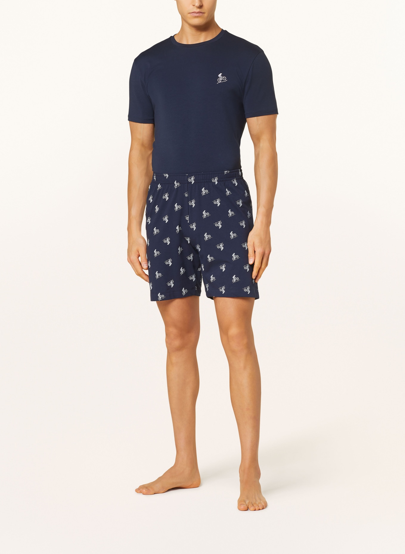 mey Pajama shorts, Color: DARK BLUE/ WHITE (Image 2)