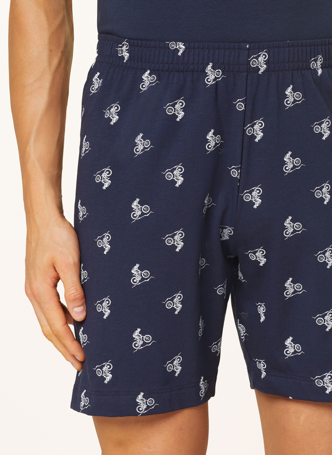mey Pajama shorts, Color: DARK BLUE/ WHITE (Image 5)
