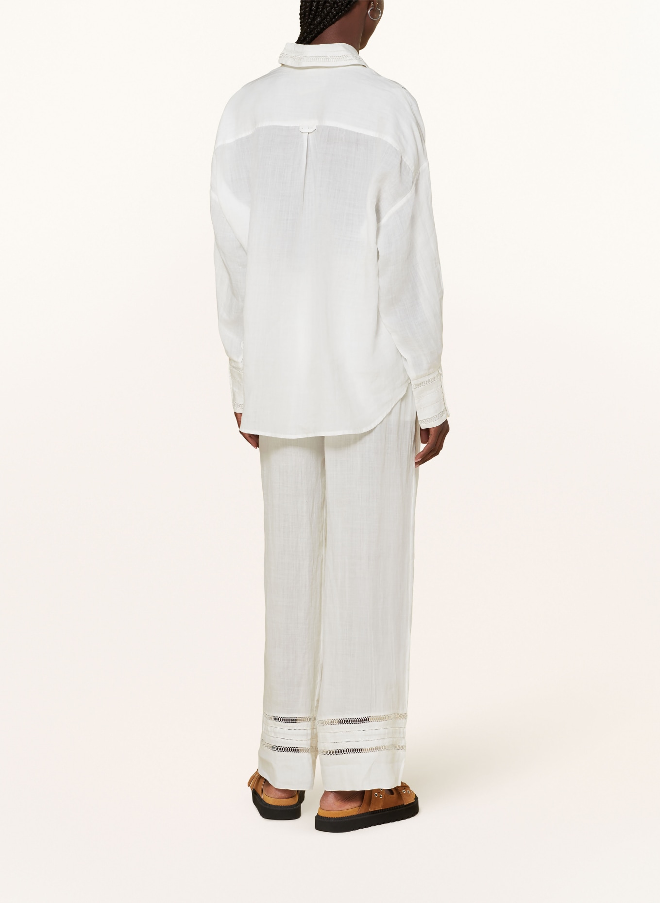 ALLSAINTS Spodnie marlena JADE z lnu, Kolor: ECRU (Obrazek 3)