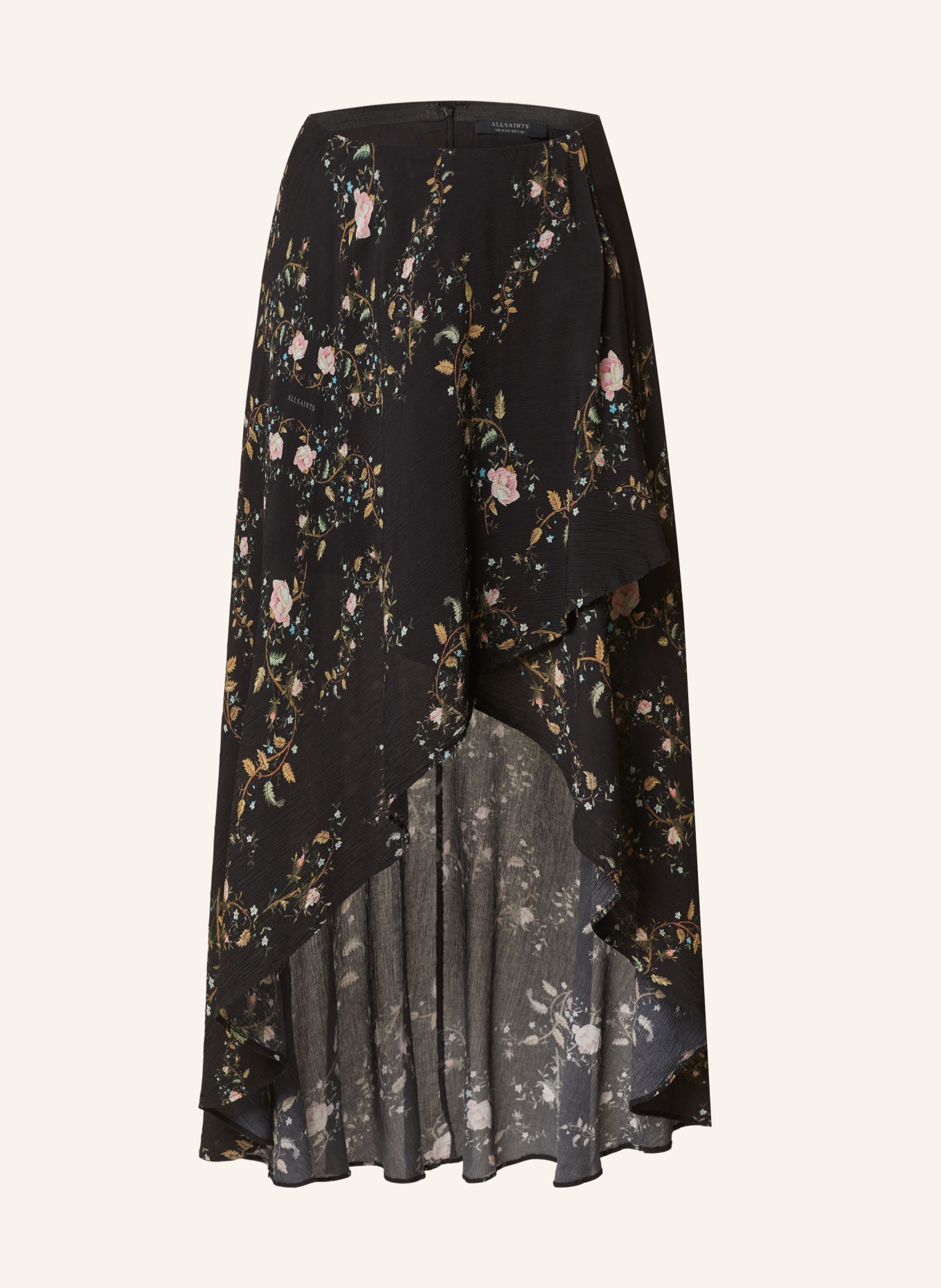 ALLSAINTS Skirt SLVINA OTO in wrap look, Color: BLACK/ PINK/ OLIVE (Image 1)