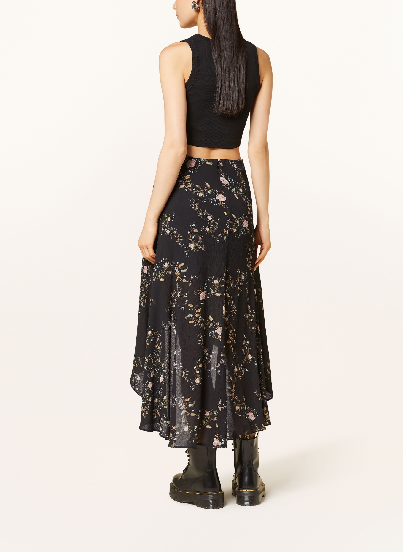 ALLSAINTS Skirt SLVINA OTO in wrap look, Color: BLACK/ PINK/ OLIVE (Image 3)