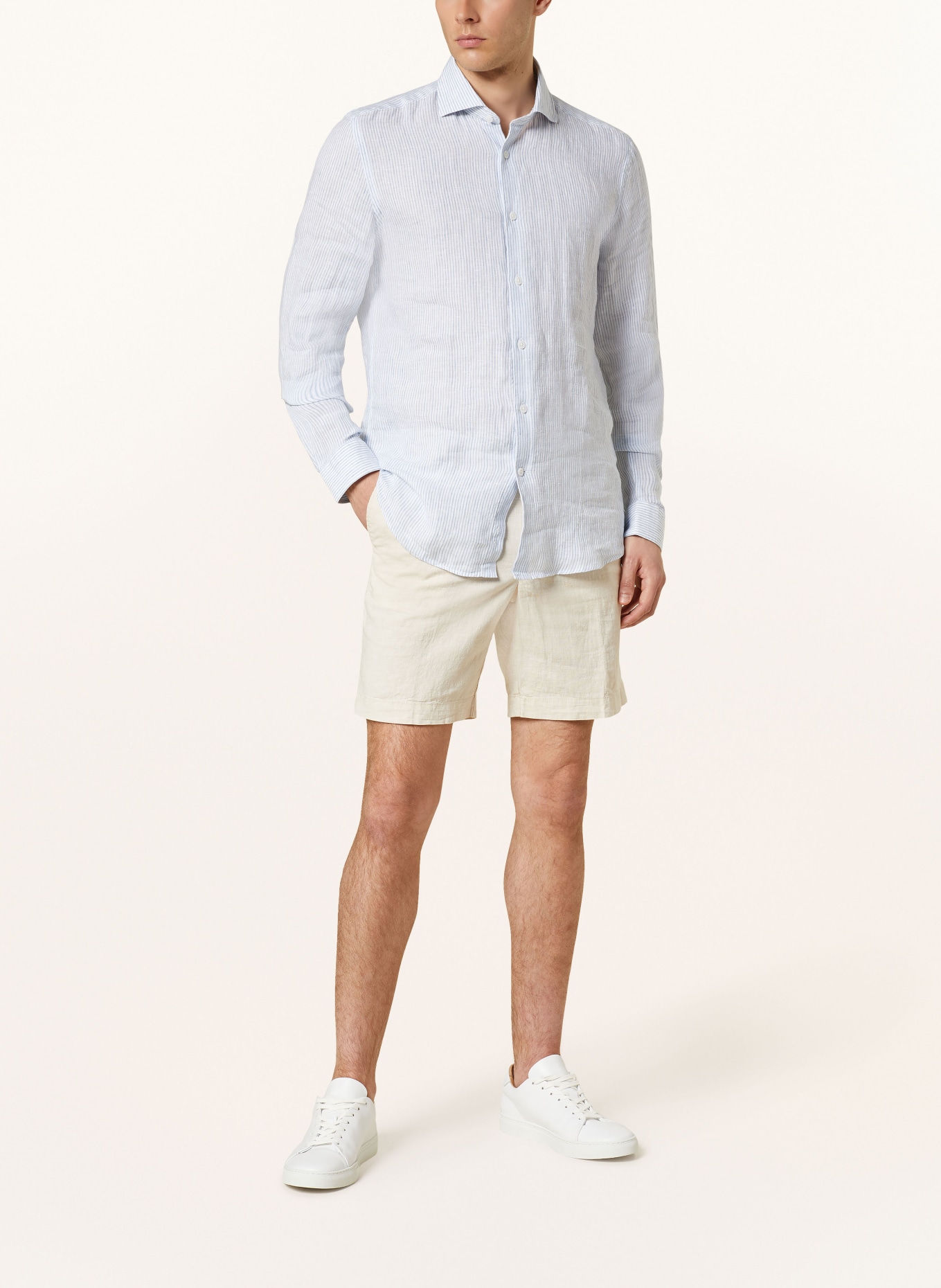 REISS Linen shirt RUBAN Regular Fit, Color: WHITE/ LIGHT BLUE (Image 2)