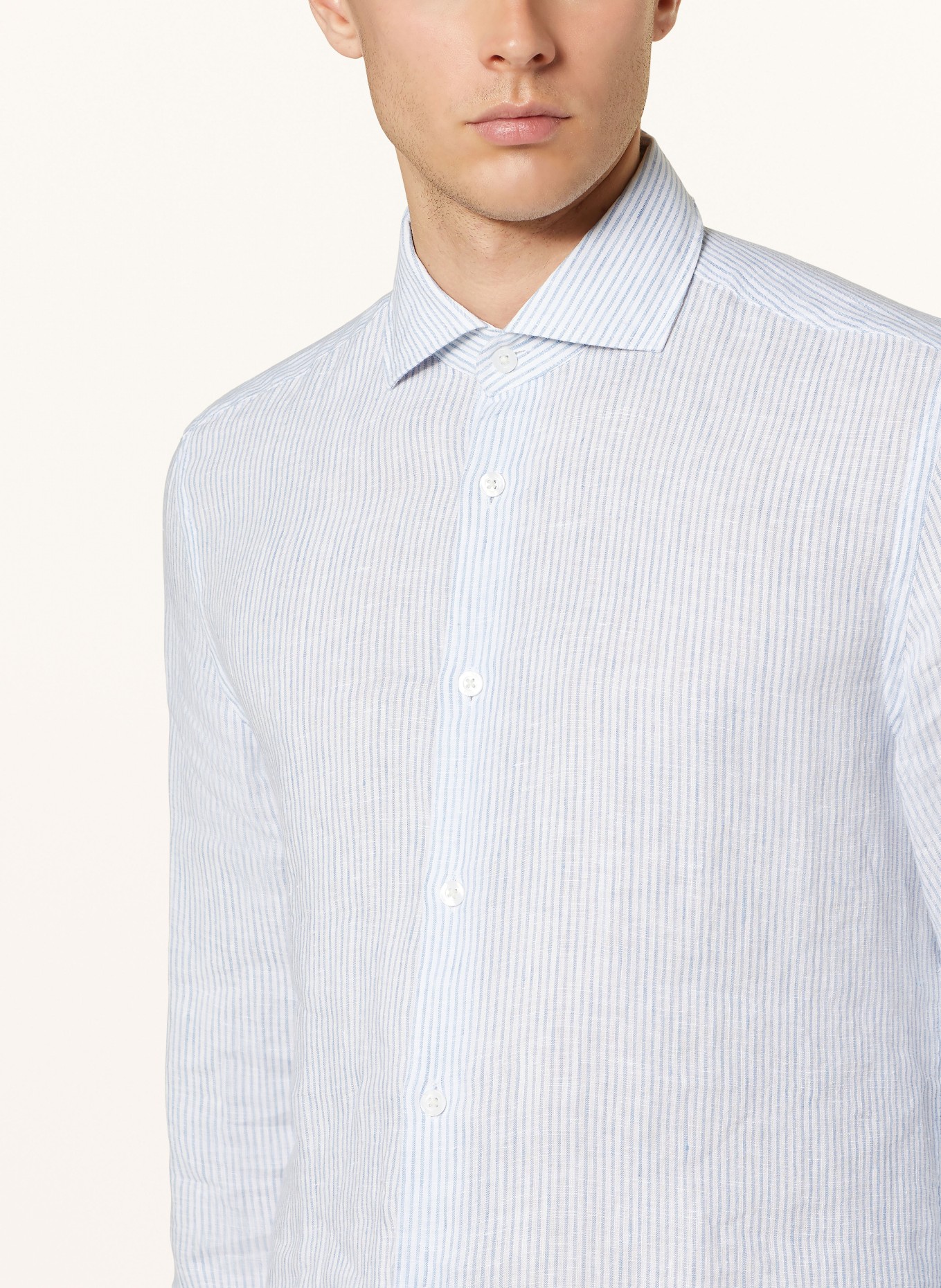 REISS Linen shirt RUBAN Regular Fit, Color: WHITE/ LIGHT BLUE (Image 4)