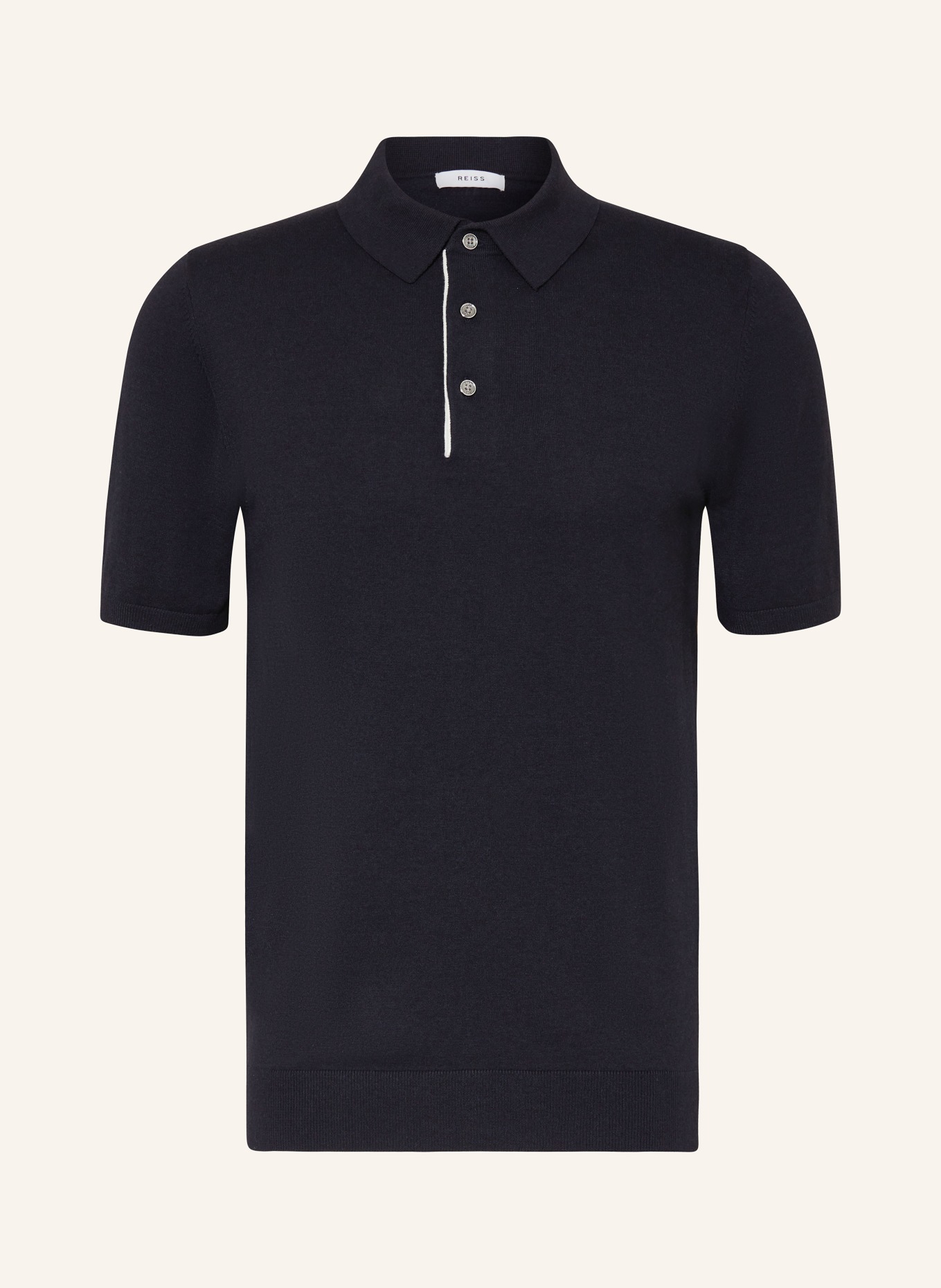 REISS Knitted polo shirt FINCH, Color: DARK BLUE (Image 1)