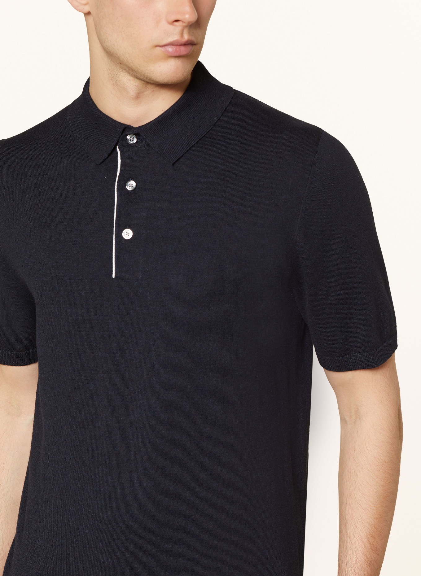 REISS Knitted polo shirt FINCH, Color: DARK BLUE (Image 4)