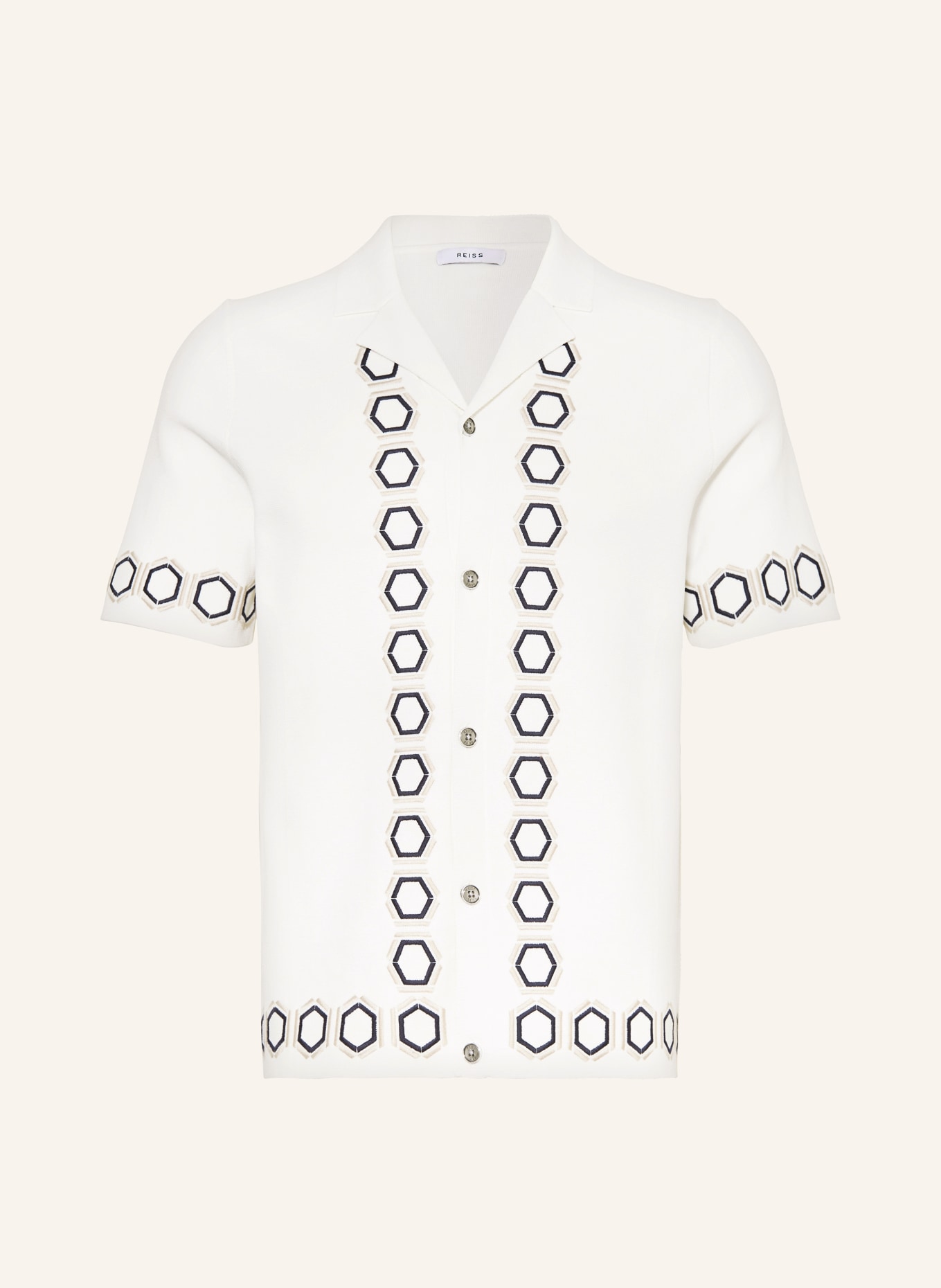 REISS Knit shirt DECOY slim fit, Color: WHITE/ BLACK/ CREAM (Image 1)
