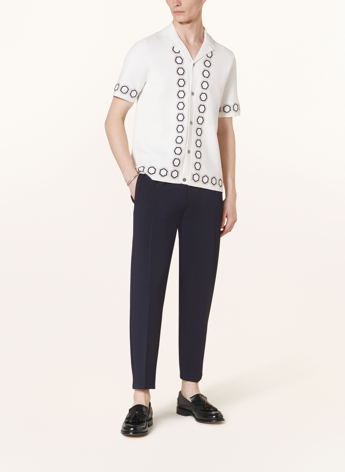 REISS Knit shirt DECOY slim fit, Color: WHITE/ BLACK/ CREAM (Image 2)