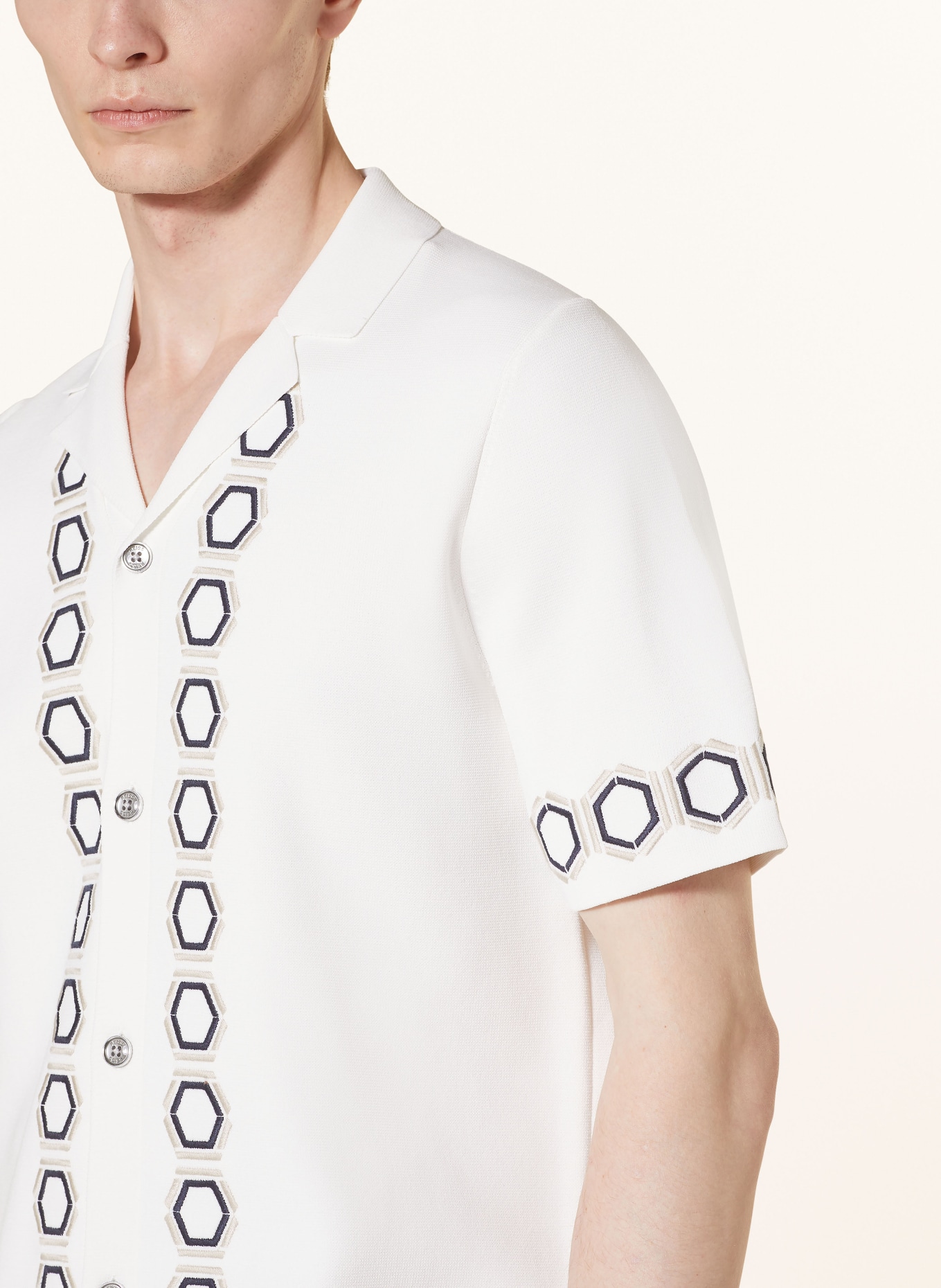 REISS Knit shirt DECOY slim fit, Color: WHITE/ BLACK/ CREAM (Image 4)
