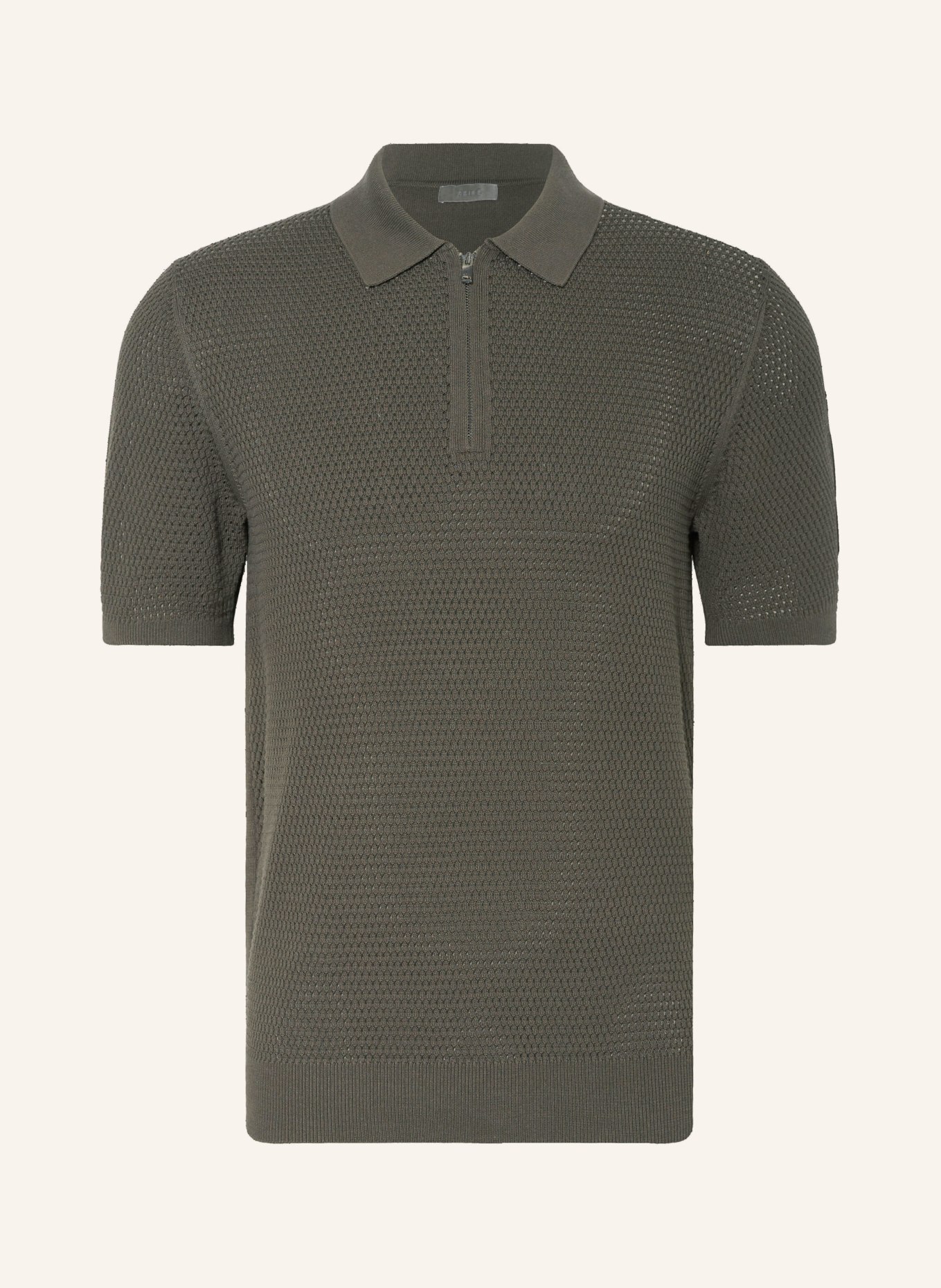 REISS Knitted polo shirt BURNHAM, Color: KHAKI (Image 1)