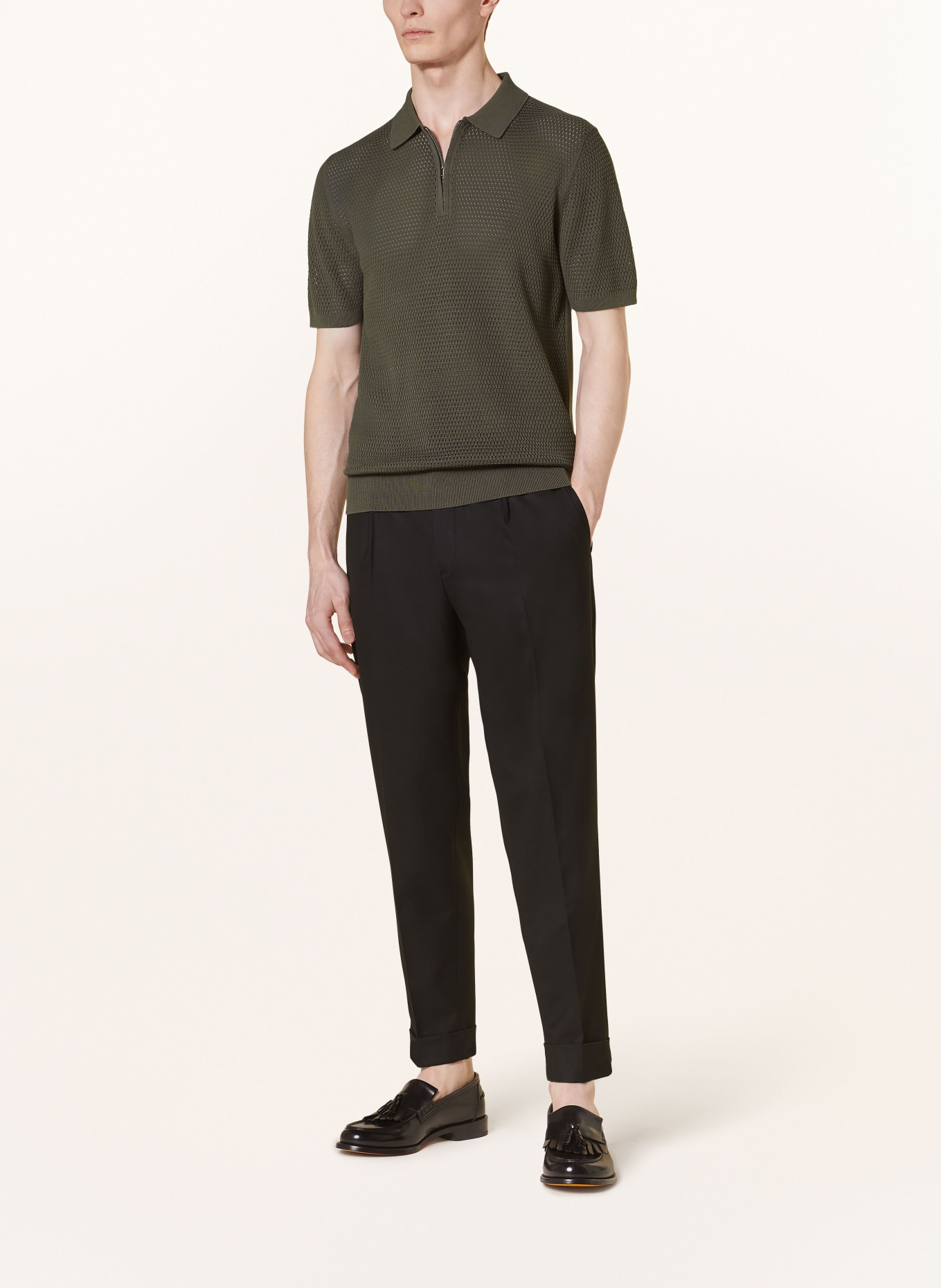 REISS Knitted polo shirt BURNHAM, Color: KHAKI (Image 2)