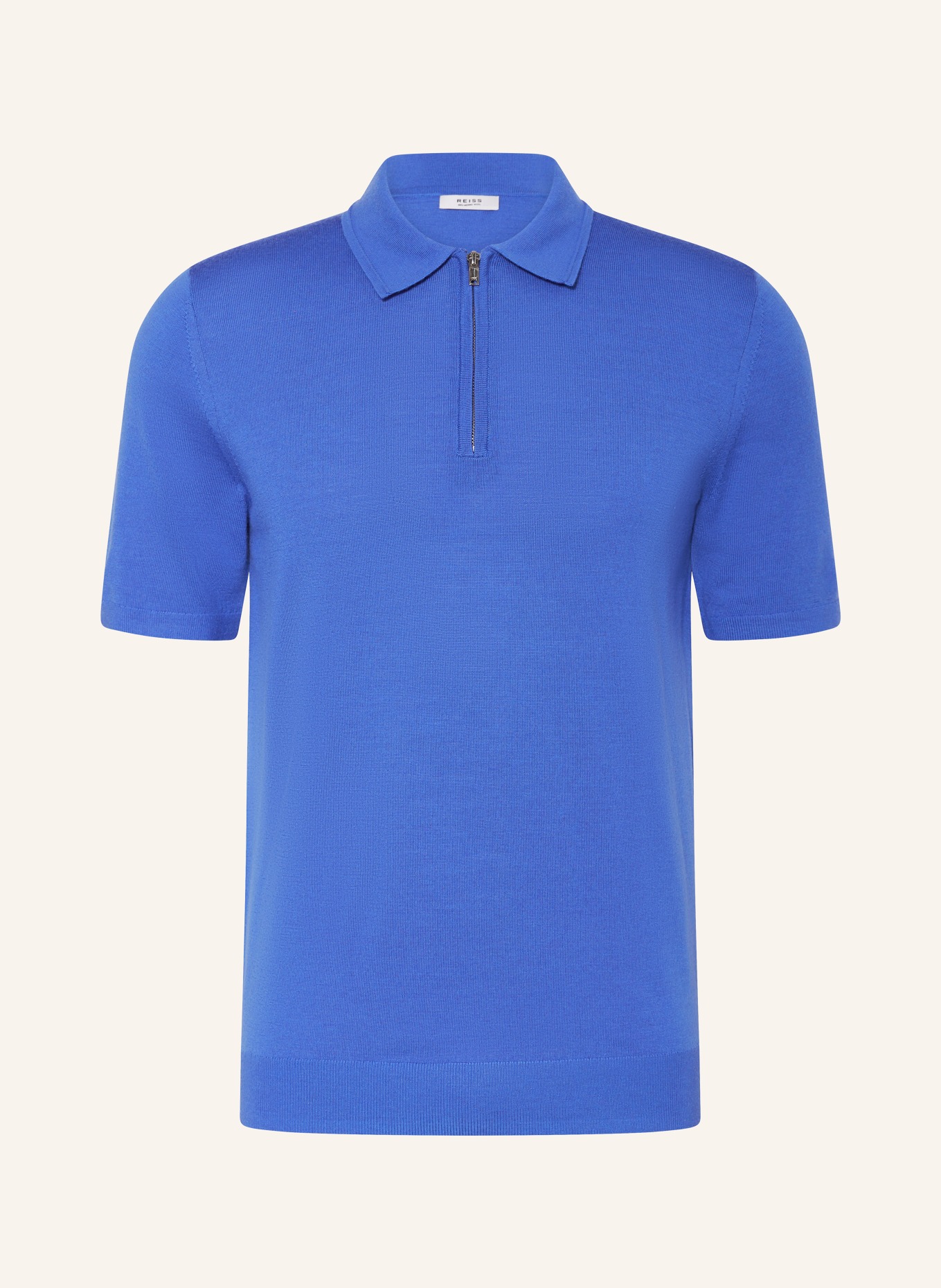 REISS Knitted polo shirt MAXWELL made of merino wool, Color: BLUE (Image 1)